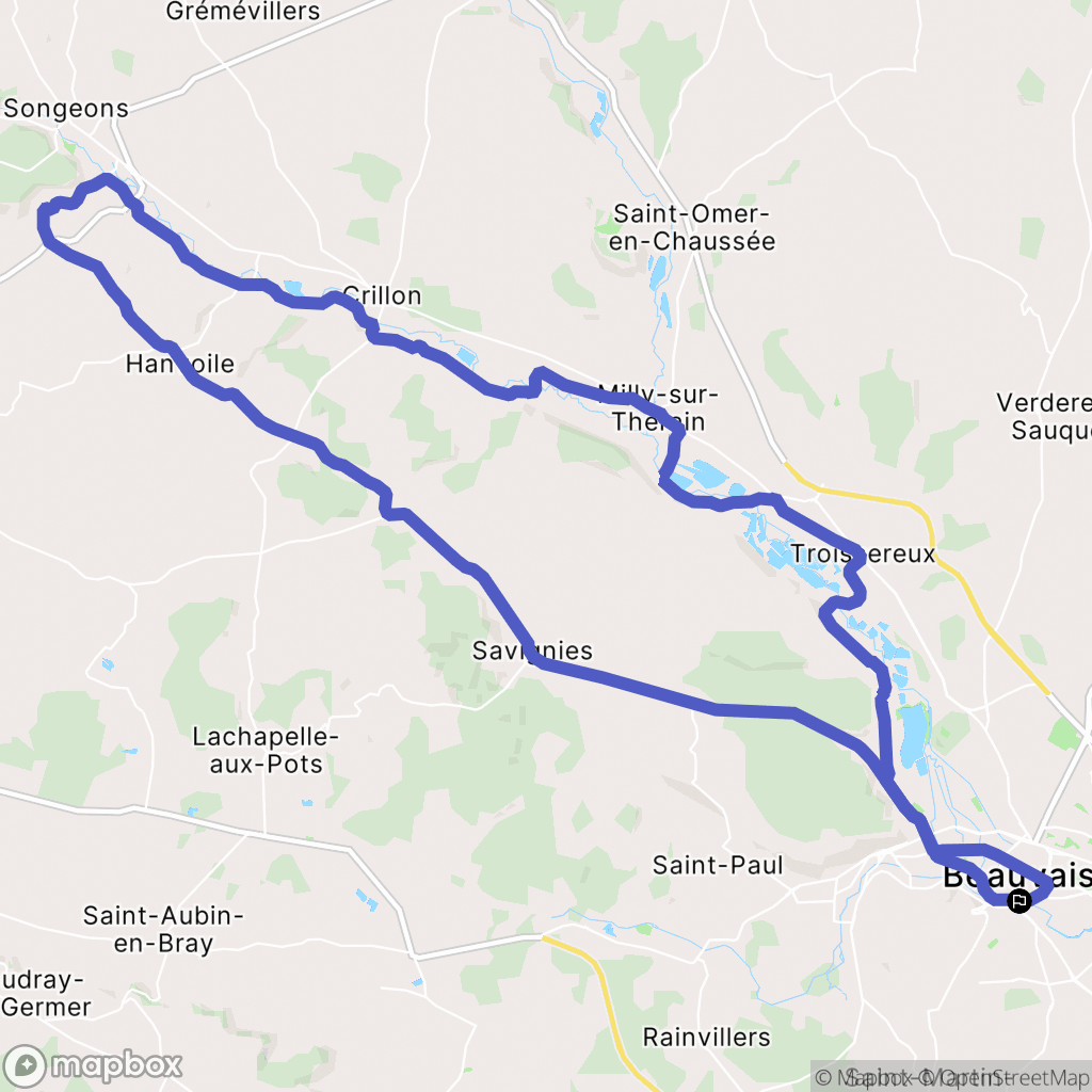 Beauvais : carte du parcours de randonnée - France