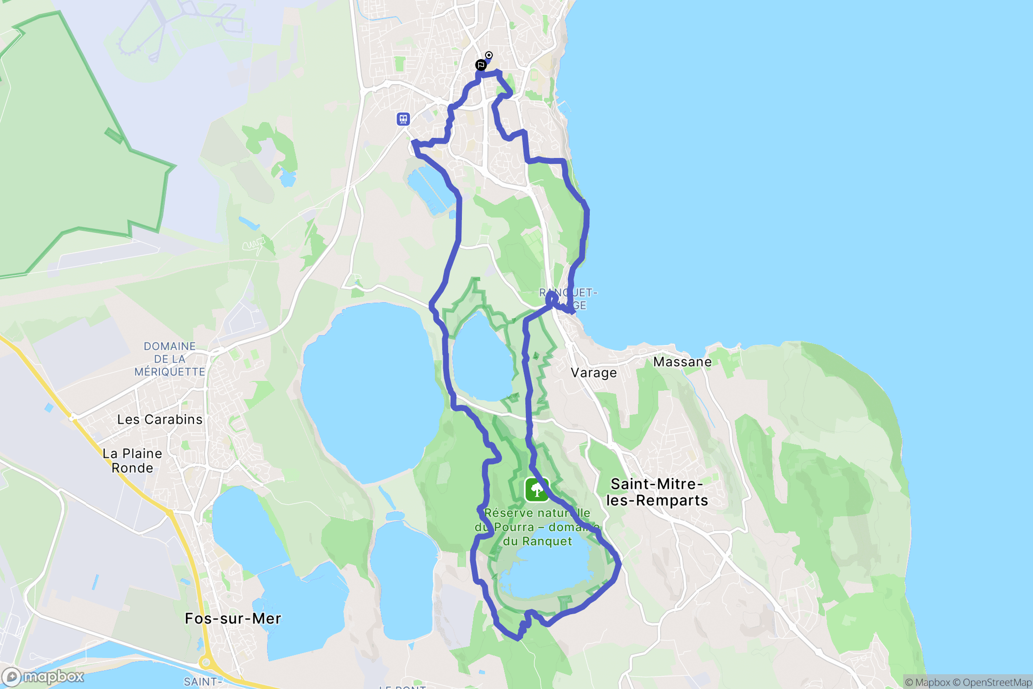 Istres : carte du parcours de randonnée - France