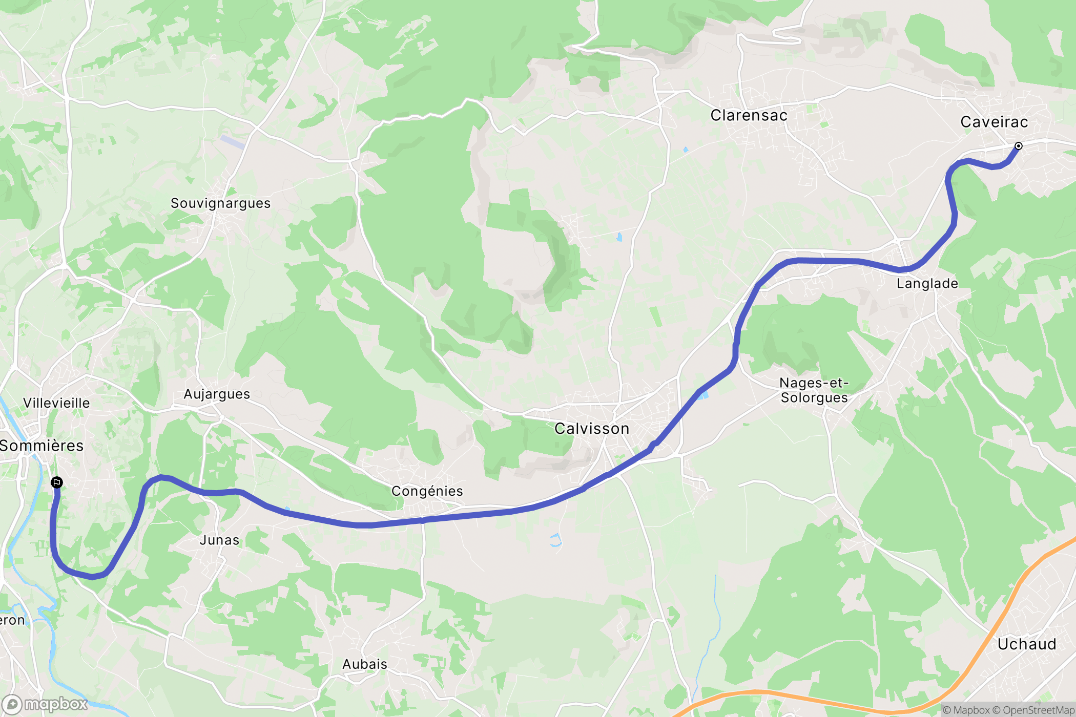 Caveirac : carte du parcours de randonnée - France