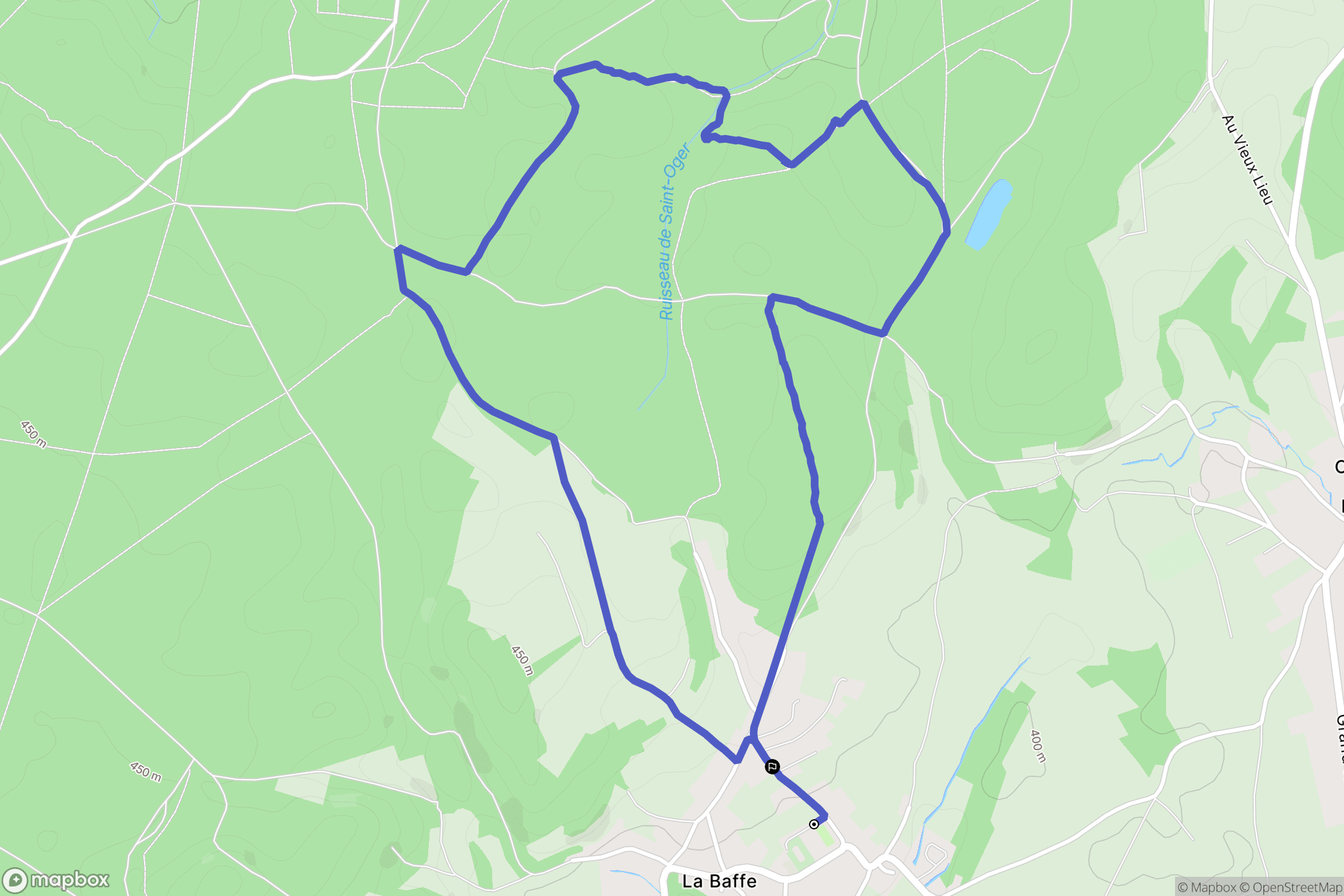 La Baffe : carte du parcours de randonnée - France