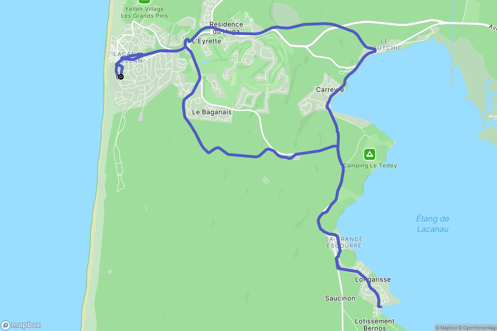 Lacanau : carte du parcours de randonnée - France