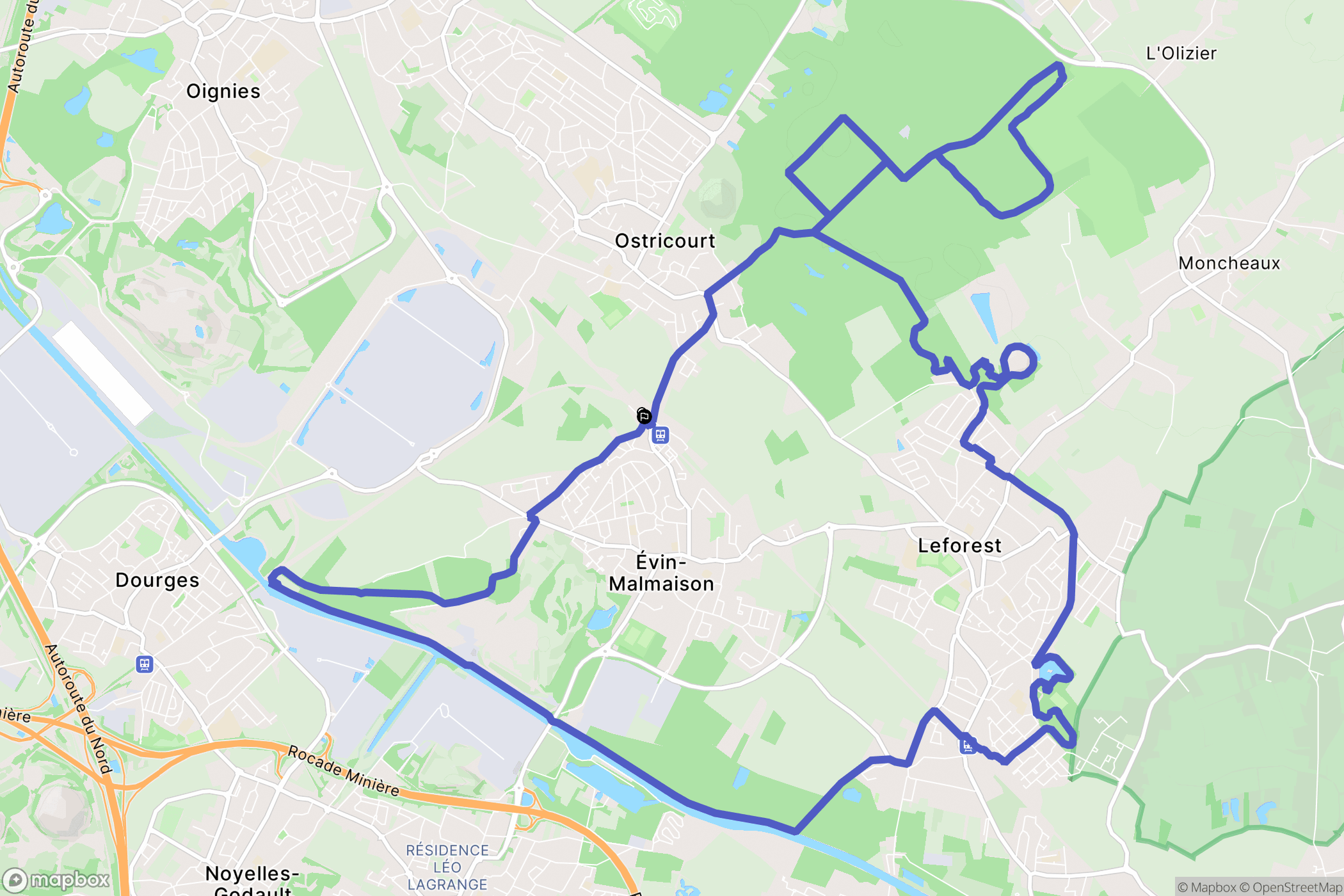 Ostricourt : carte du parcours de randonnée - France