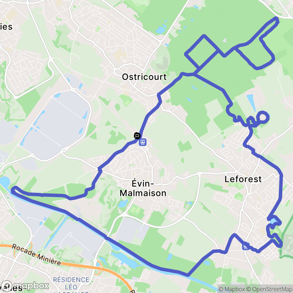 Ostricourt : carte du parcours de randonnée - France