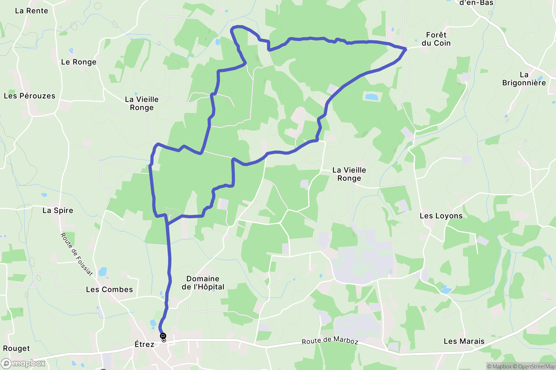 Bresse Vallons : carte du parcours de randonnée - France
