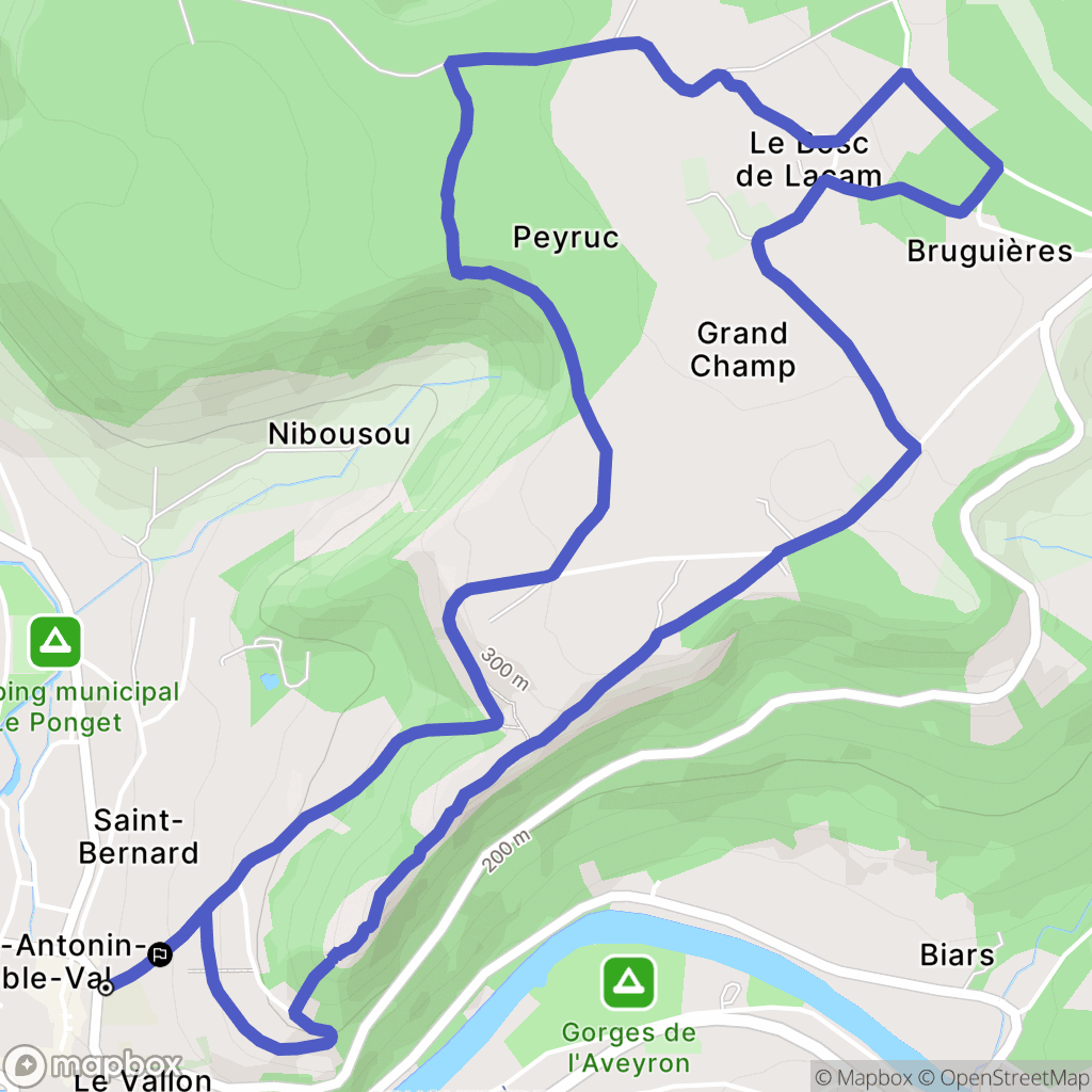 Saint-Antonin-Noble-Val : carte du parcours de randonnée - France