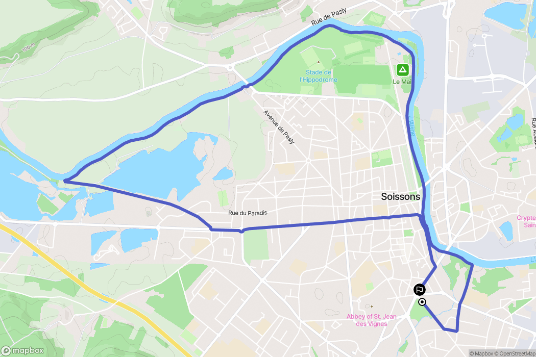 Soissons : carte du parcours de randonnée - France