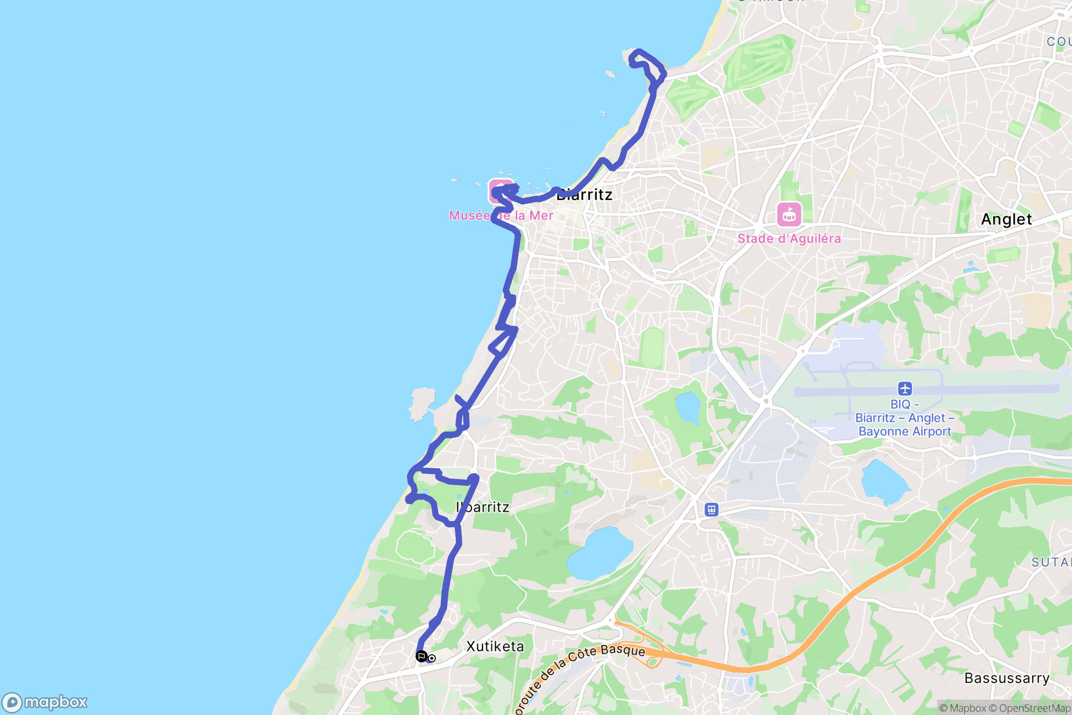 Bidart : carte du parcours de randonnée - France