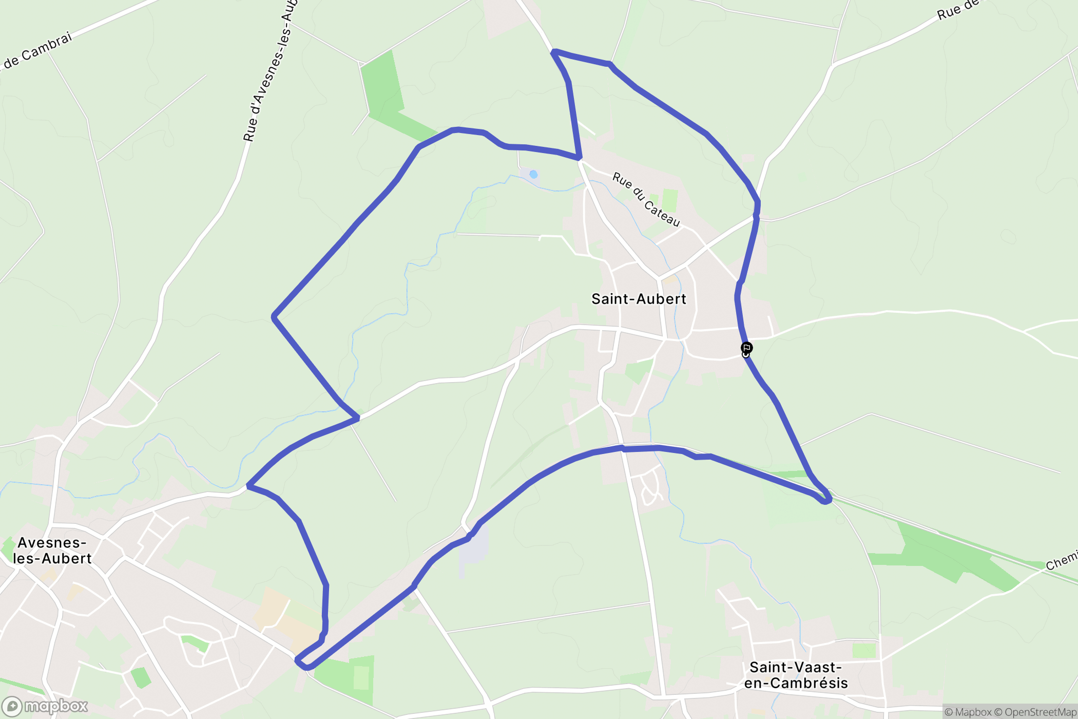 Saint-Aubert : carte du parcours de randonnée - France