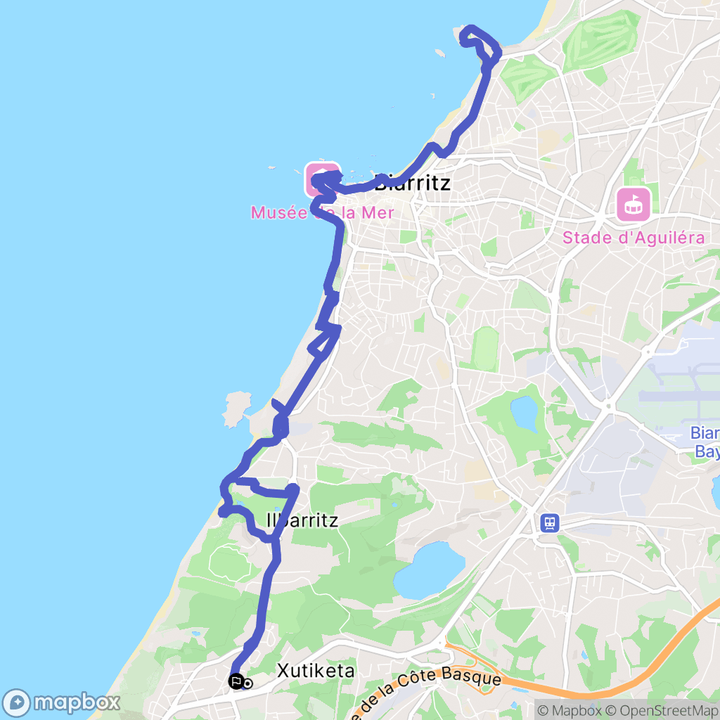 Bidart : carte du parcours de randonnée - France