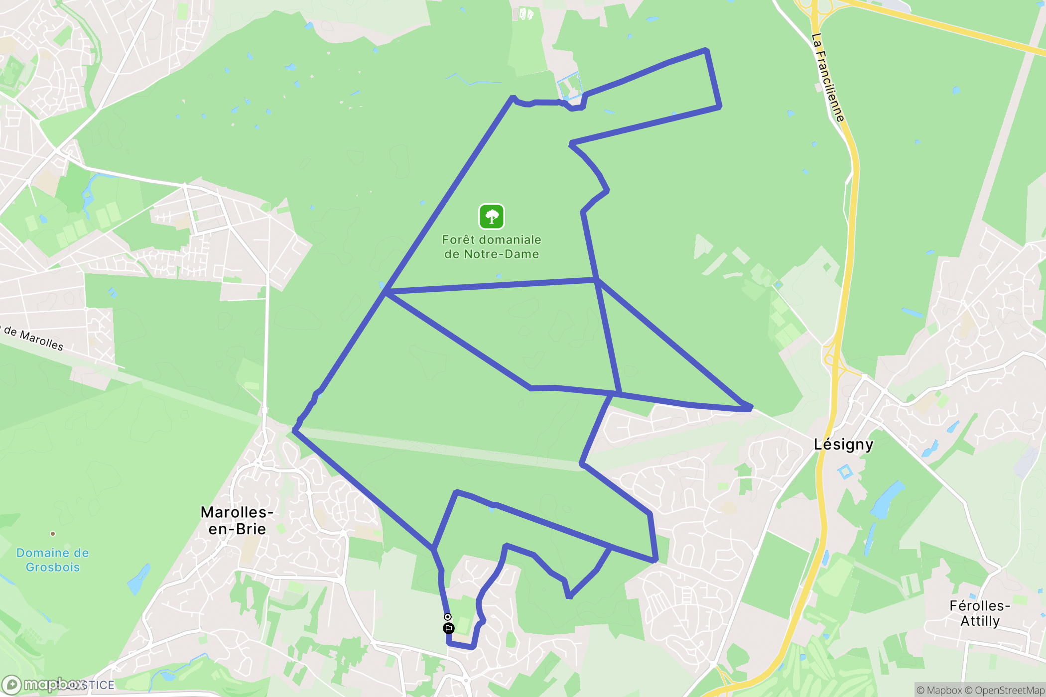Santeny : carte du parcours de randonnée - France