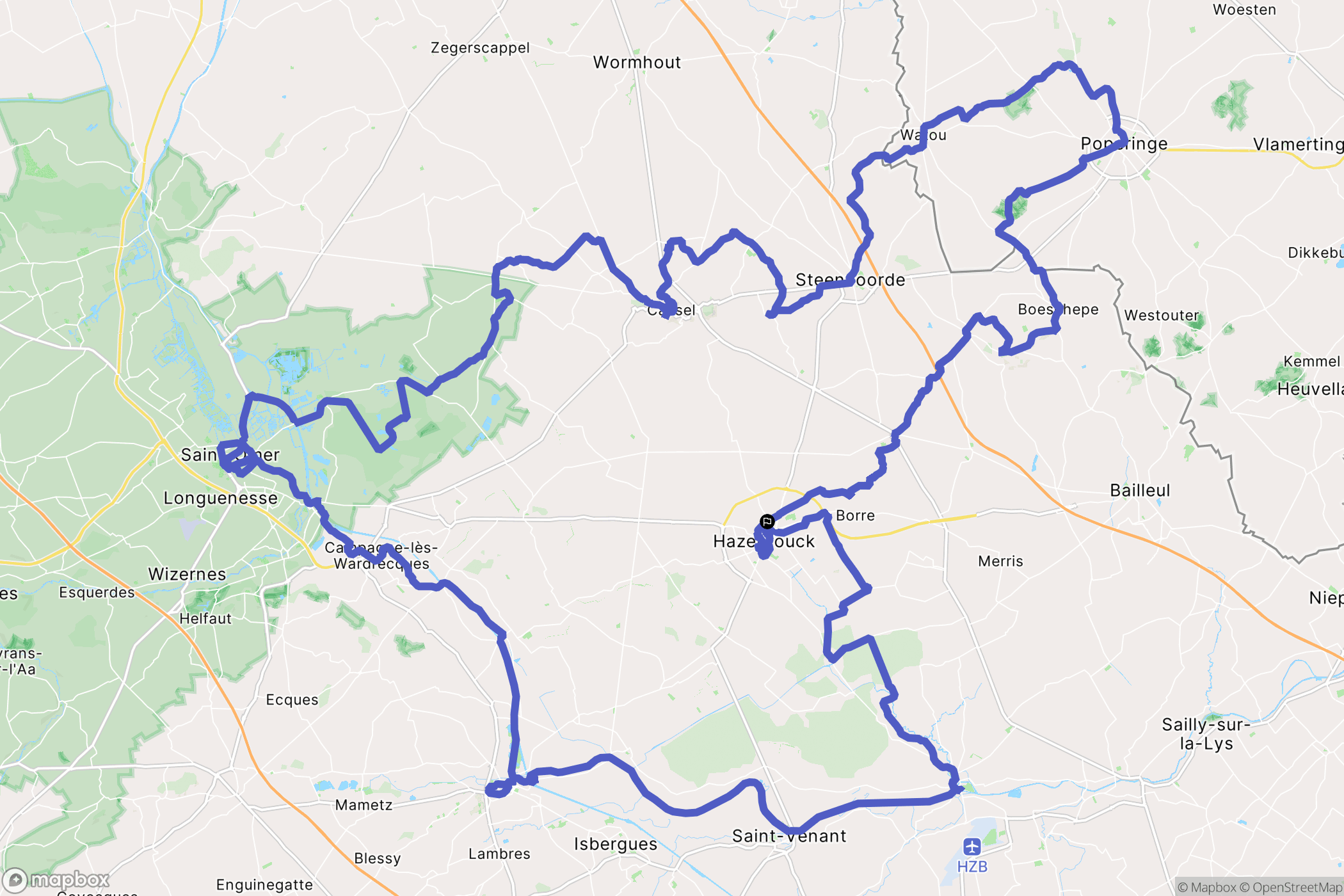 Hazebrouck : carte du parcours de randonnée - France