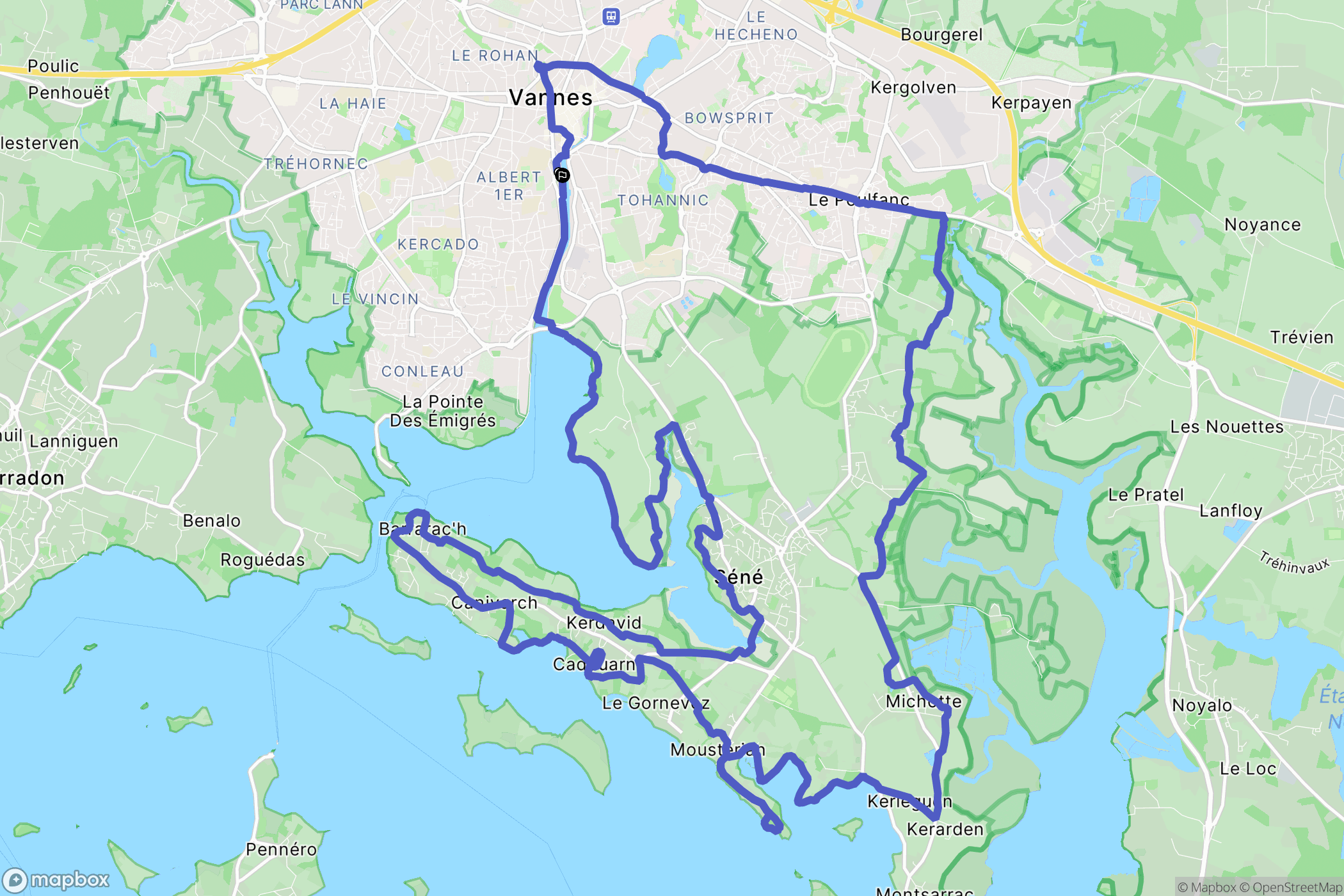 Vannes : carte du parcours de randonnée - France