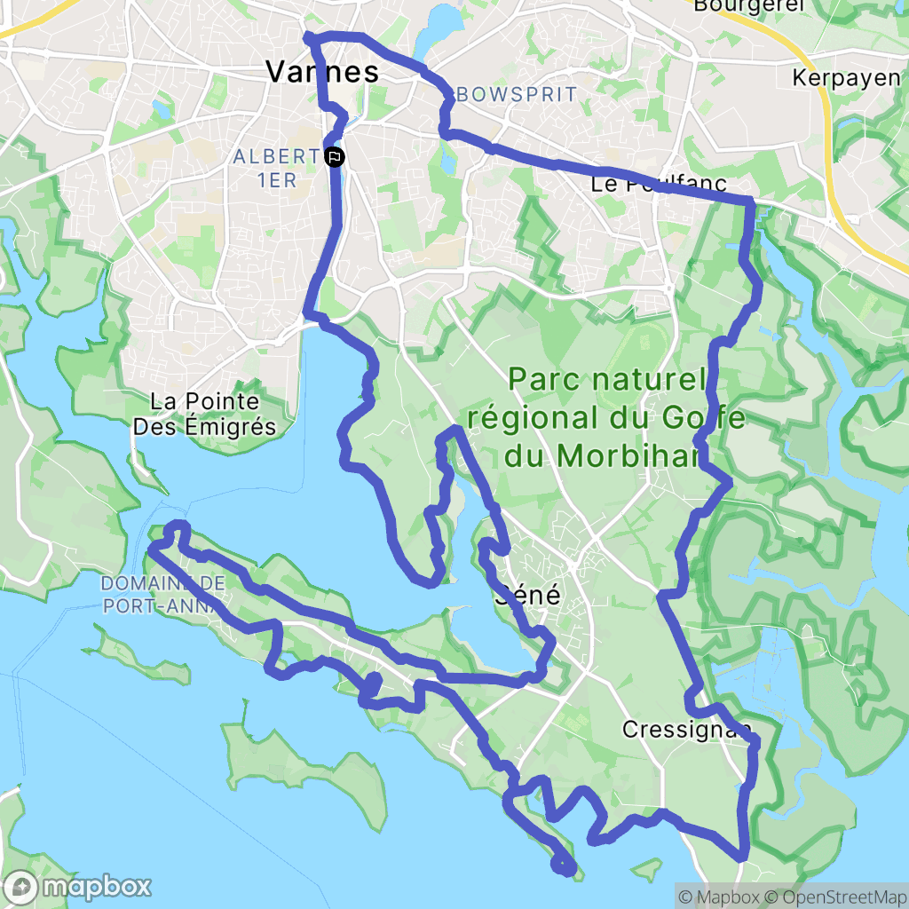 Vannes : carte du parcours de randonnée - France