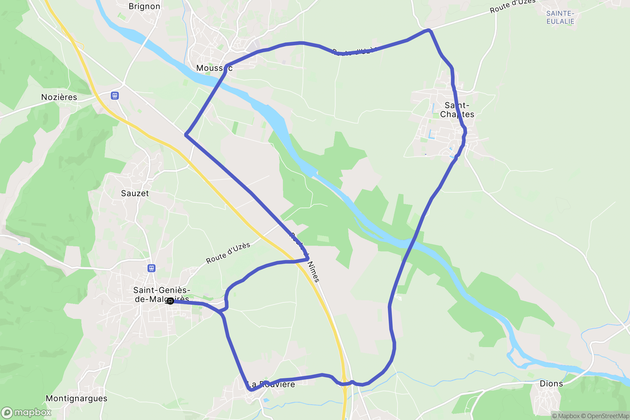 Saint-Génies-de-Malgoirès : carte du parcours de randonnée - France