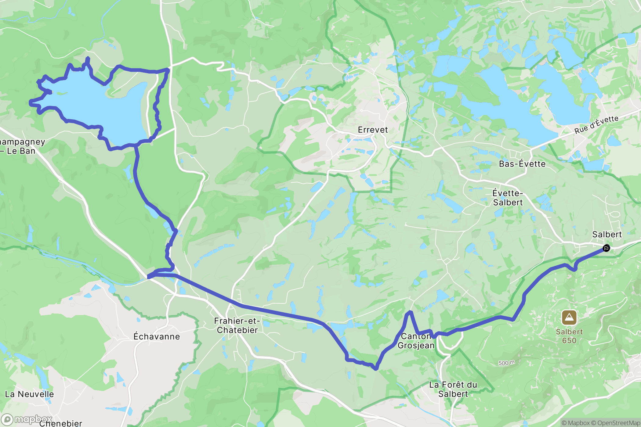 Évette-Salbert : carte du parcours de randonnée - France