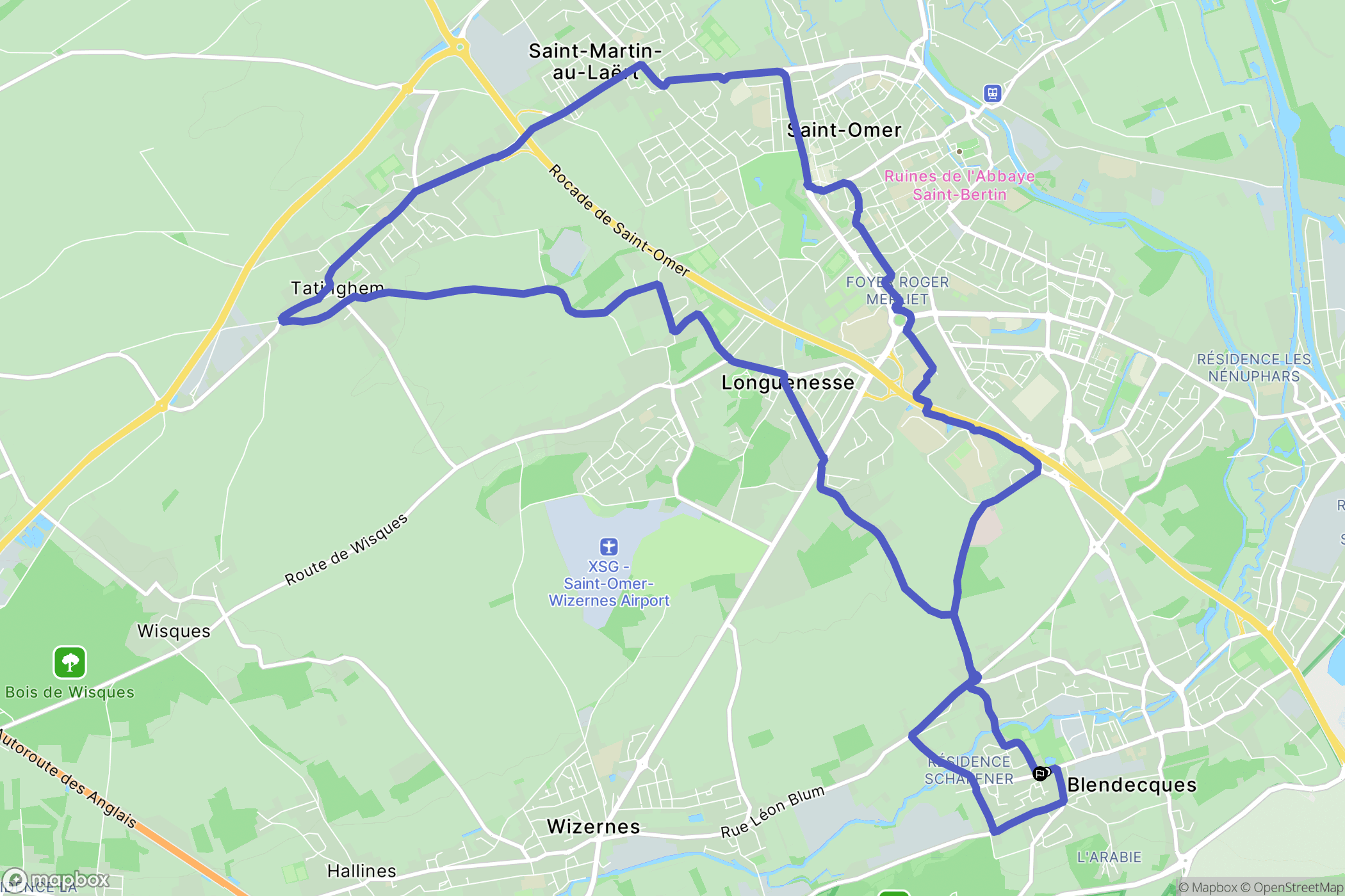Blendecques : carte du parcours de randonnée - France