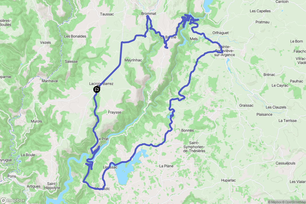 Lacroix-Barrez : carte du parcours de randonnée - France