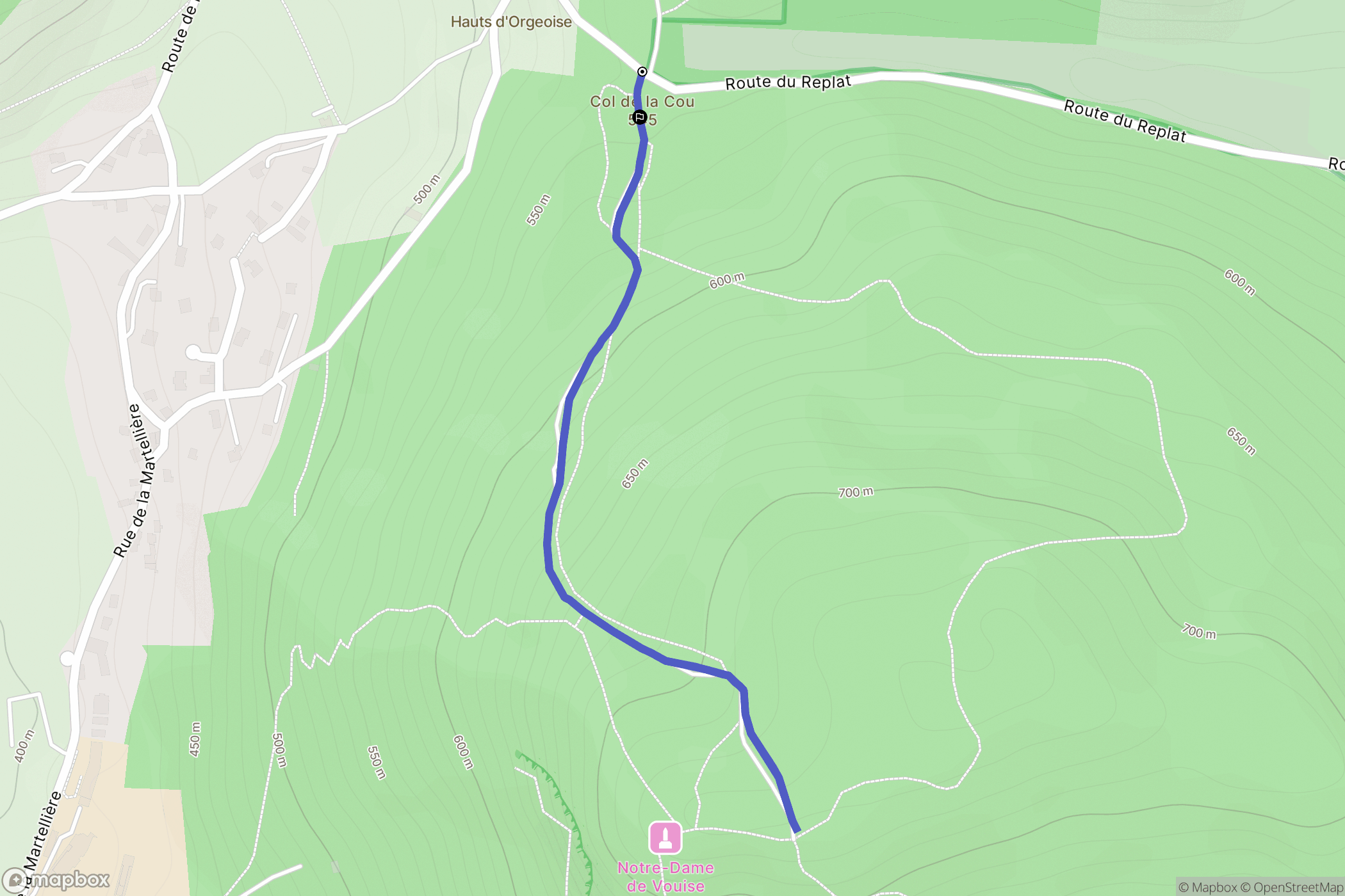 Voiron : carte du parcours de randonnée - France