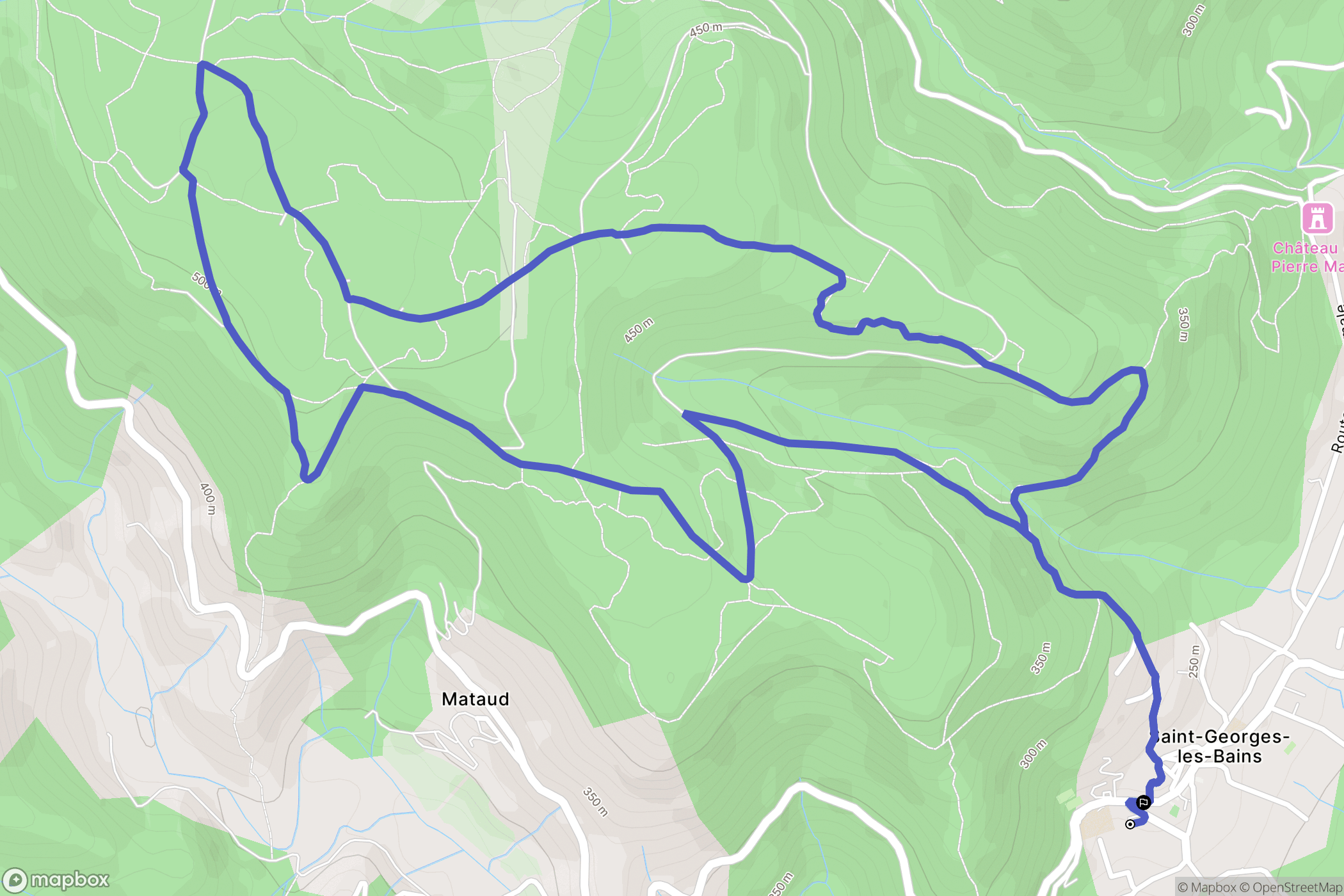 Saint-Georges-les-Bains : carte du parcours de randonnée - France