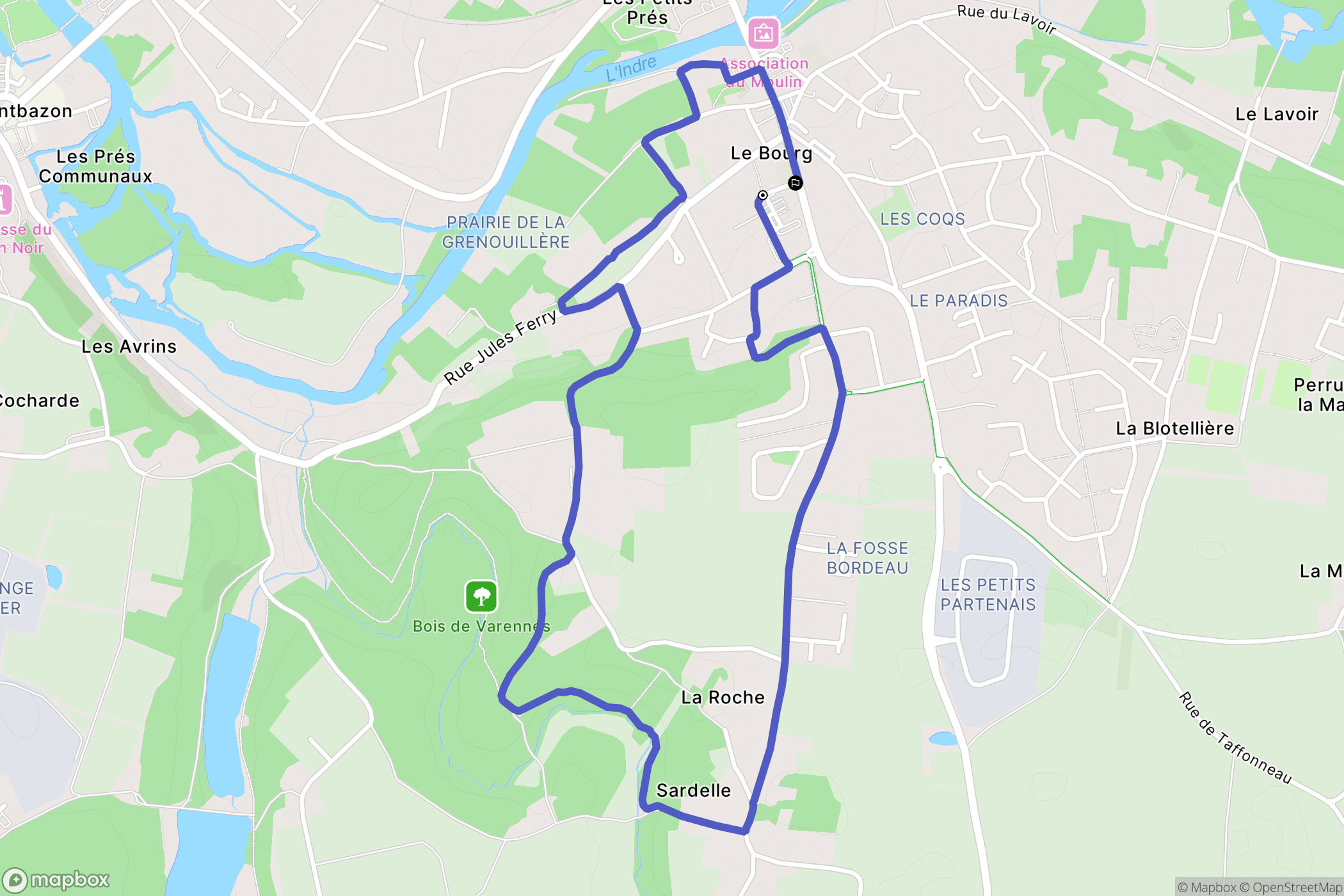 Veigné : carte du parcours de randonnée - France