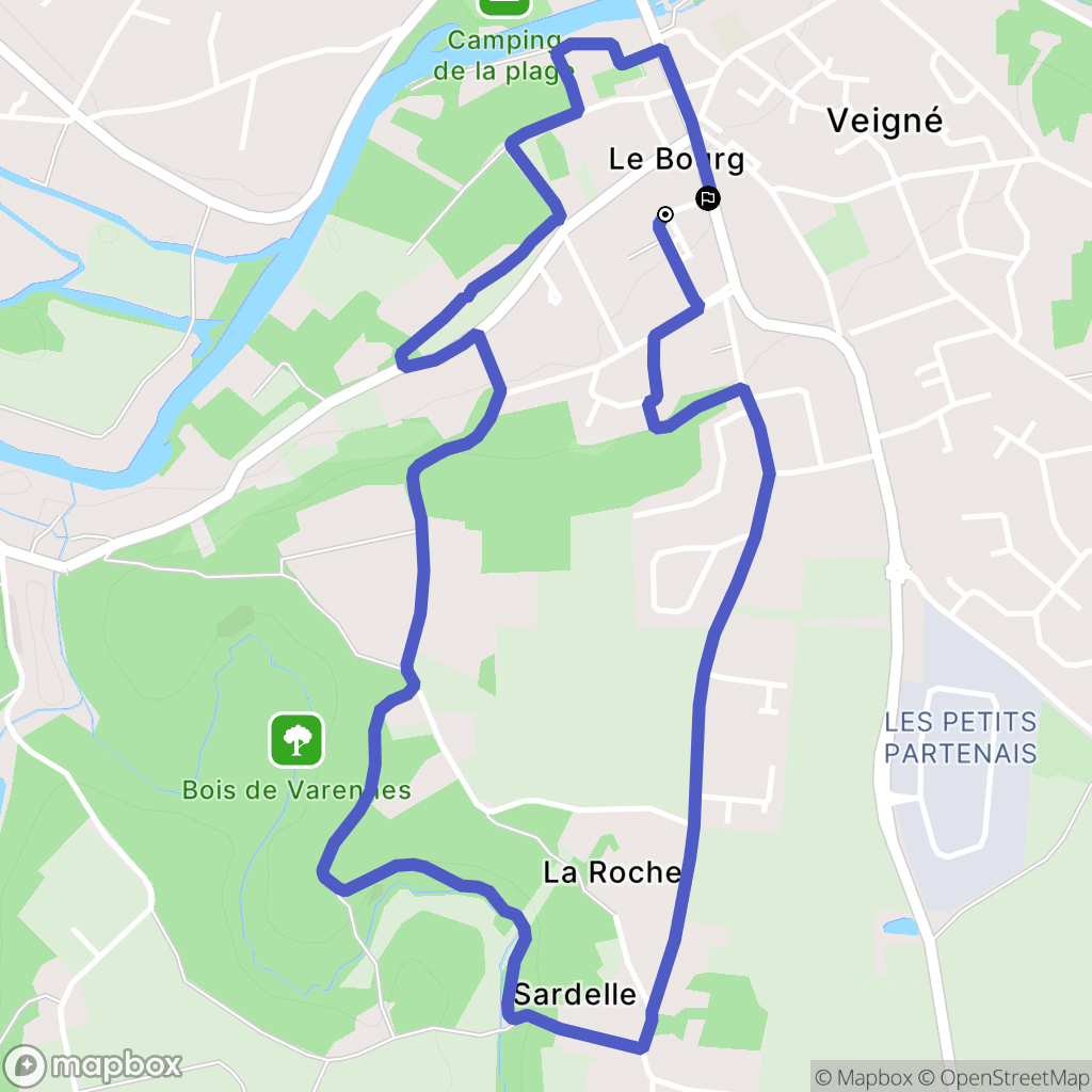 Veigné : carte du parcours de randonnée - France