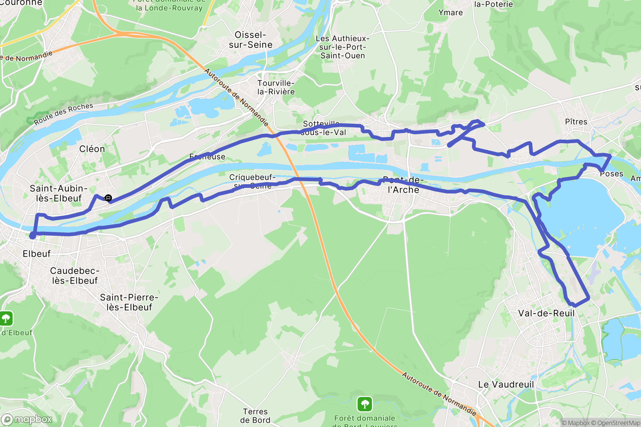 Saint-Aubin-lès-Elbeuf : carte du parcours de randonnée - France
