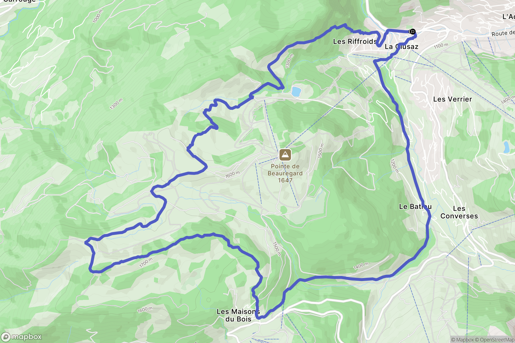 La clusaz : carte du parcours de randonnée - France