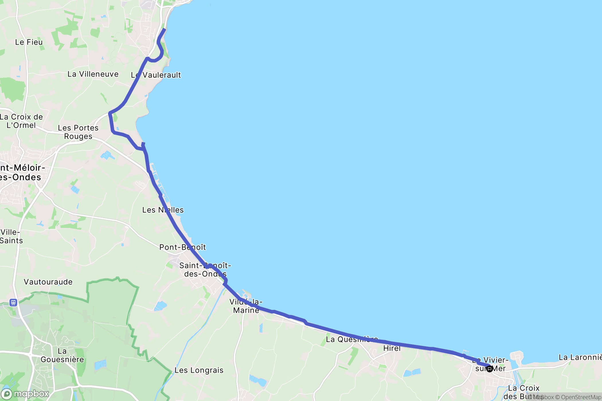 Le Vivier-sur-Mer : carte du parcours de randonnée - France
