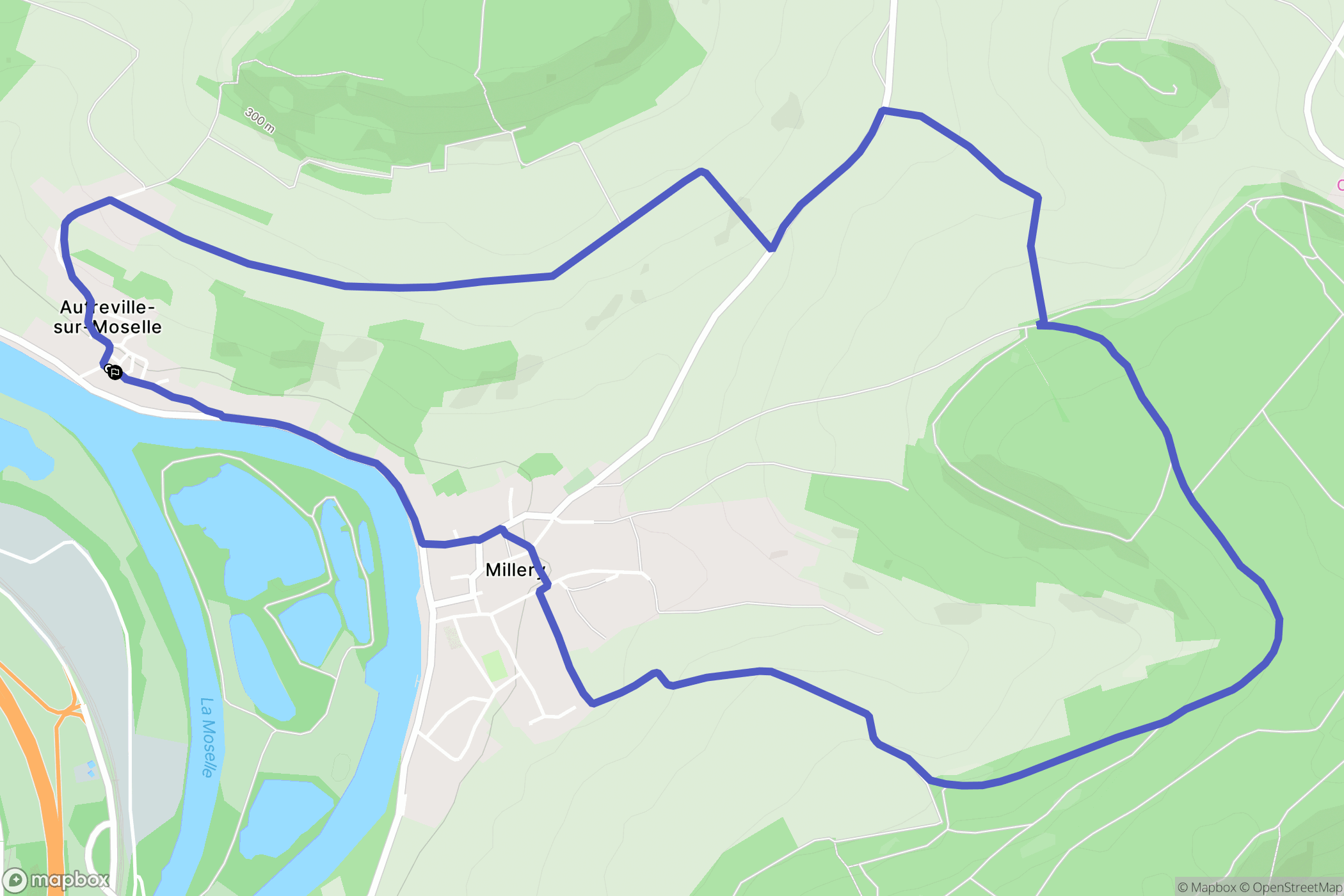 Autreville-sur-Moselle : carte du parcours de randonnée - France
