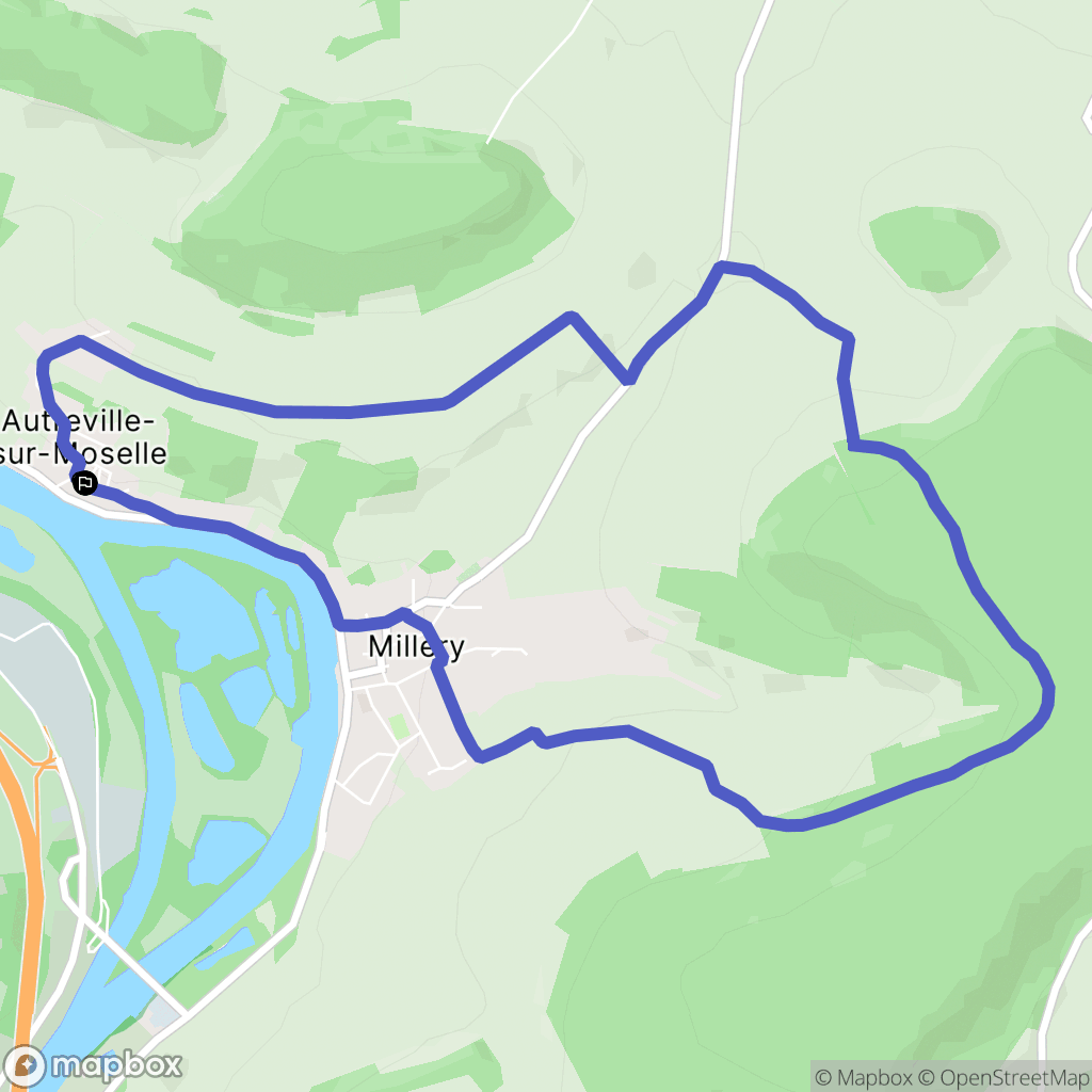 Autreville-sur-Moselle : carte du parcours de randonnée - France