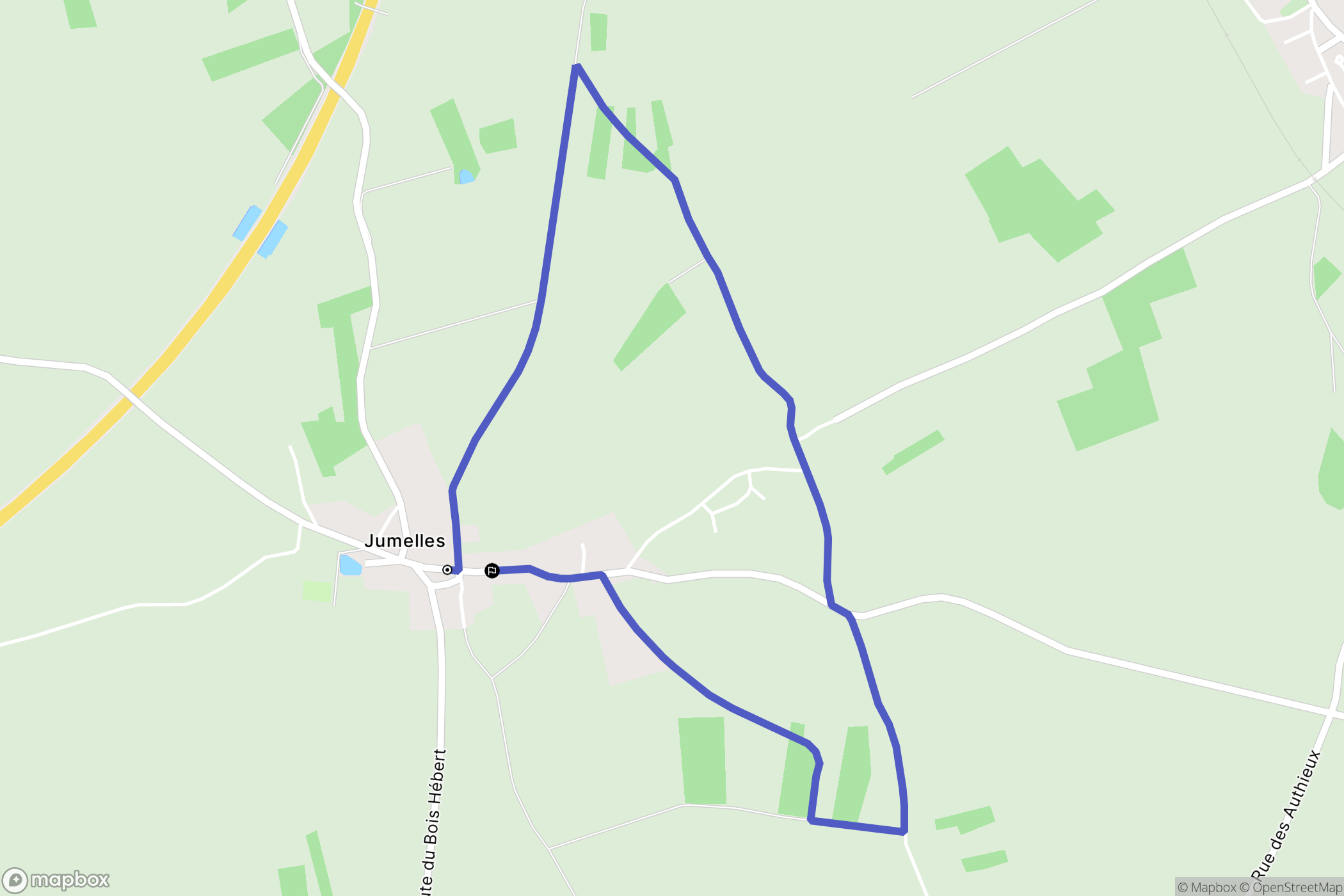Jumelles : carte du parcours de randonnée - France