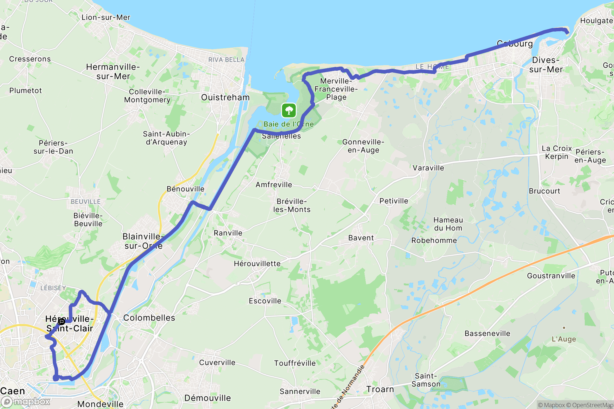 Hérouville Saint Clair : carte du parcours de randonnée - France