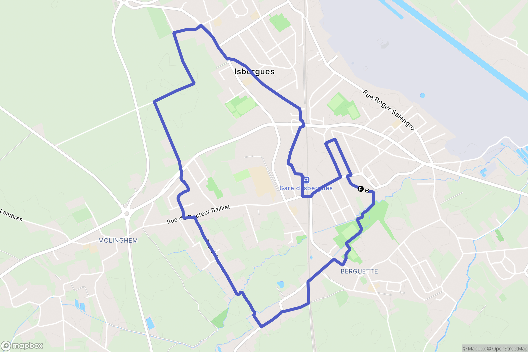 Isbergues : carte du parcours de randonnée - France