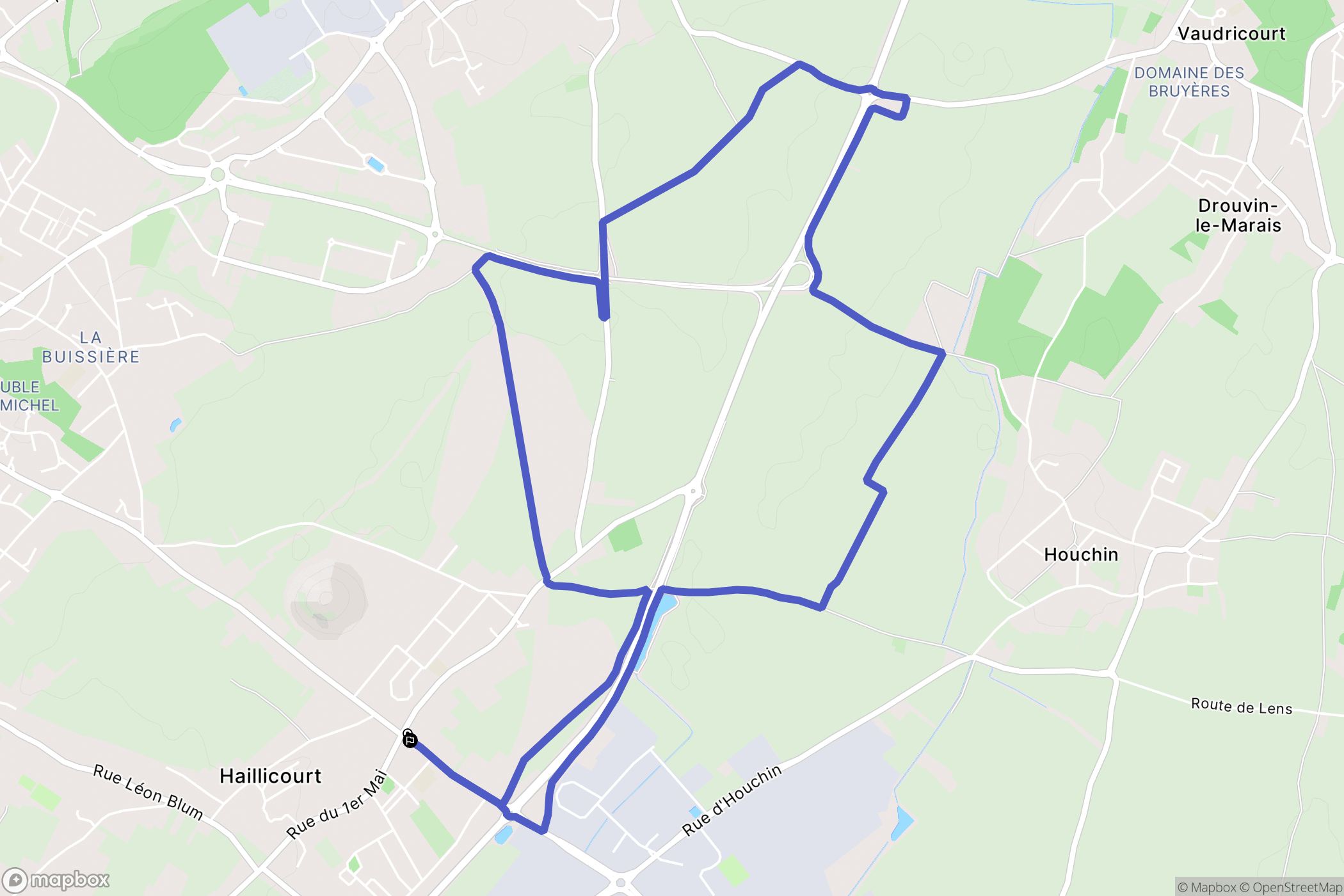 Haillicourt : carte du parcours de randonnée - France