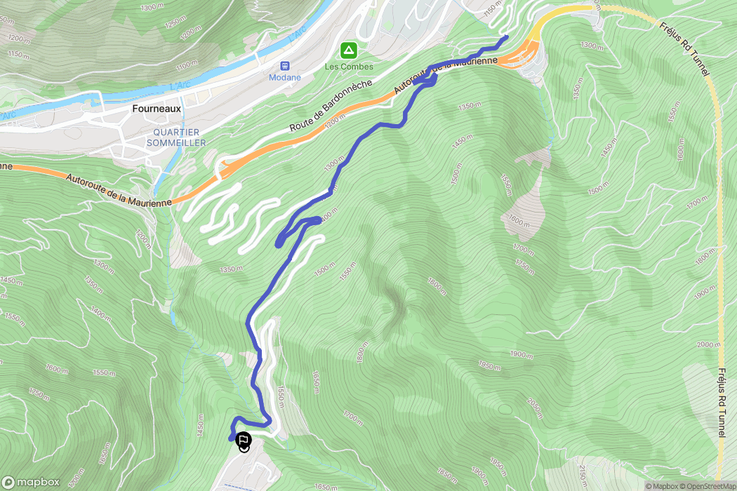 Modane : carte du parcours de randonnée - France