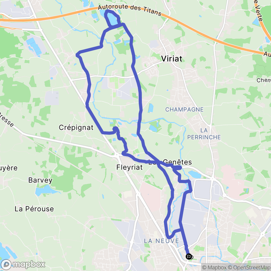 Bourg-en-Bresse : carte du parcours de randonnée - France