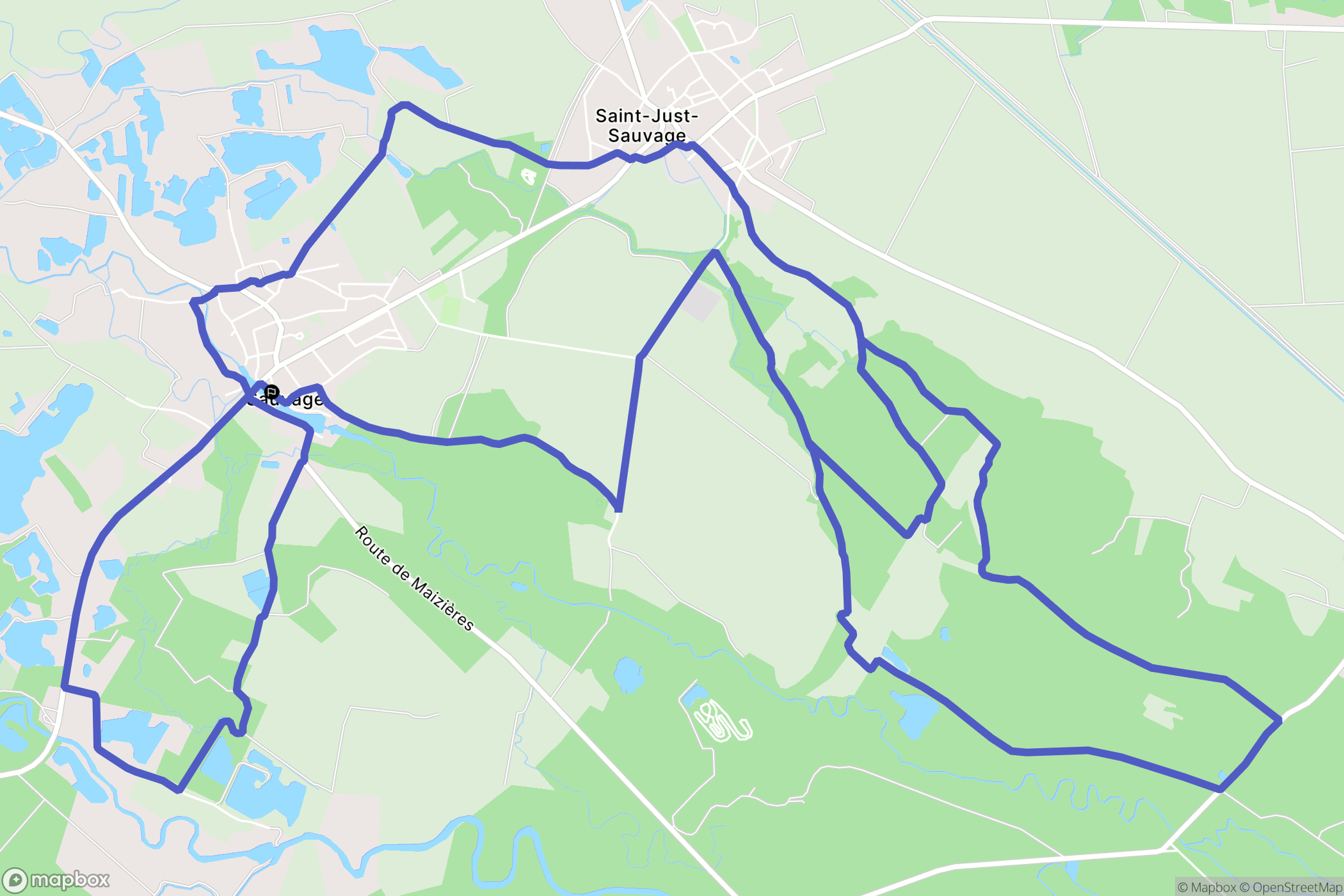 Saint-Just-Sauvage : carte du parcours de randonnée - France