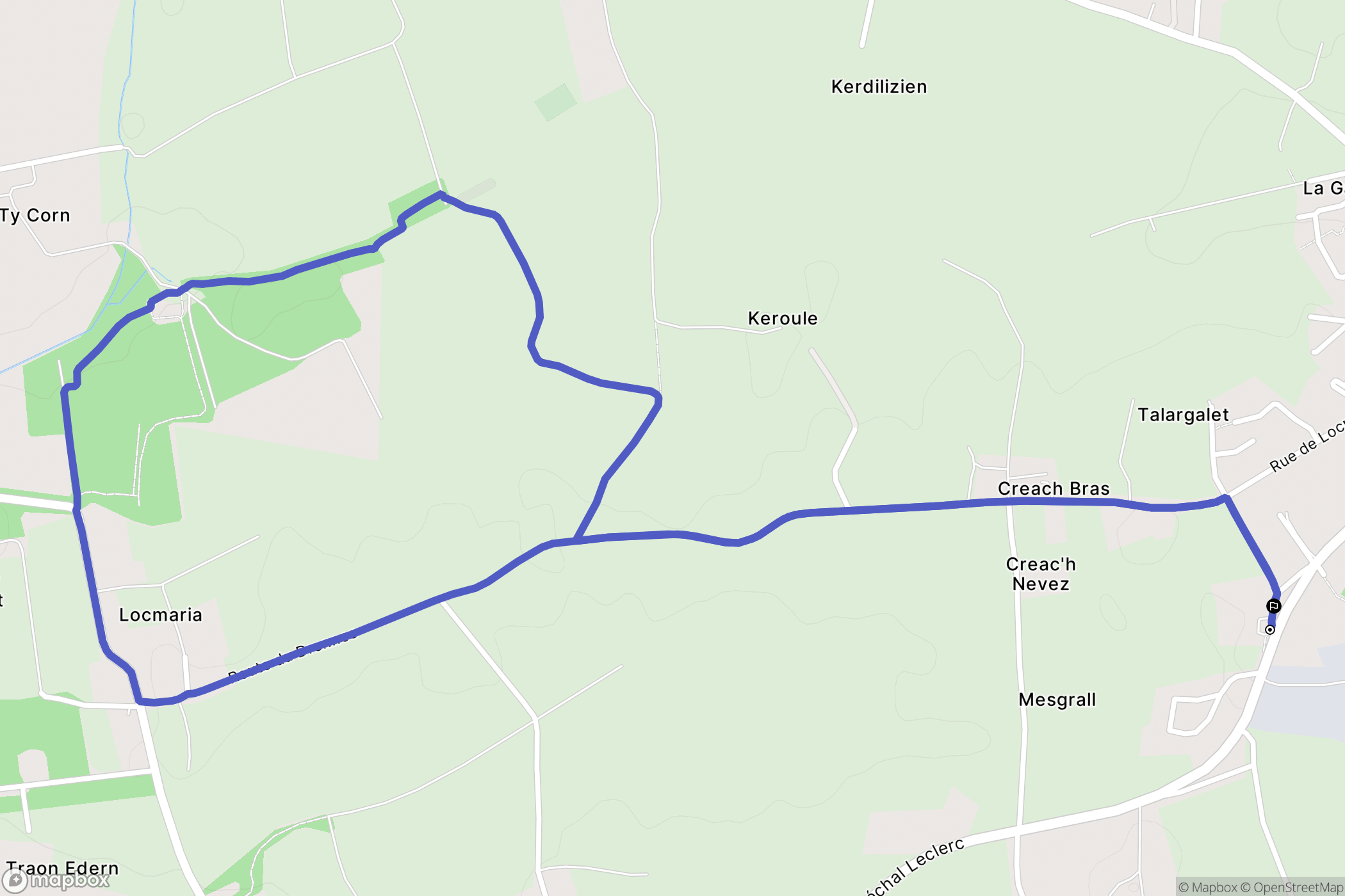 Le Drennec : carte du parcours de randonnée - France