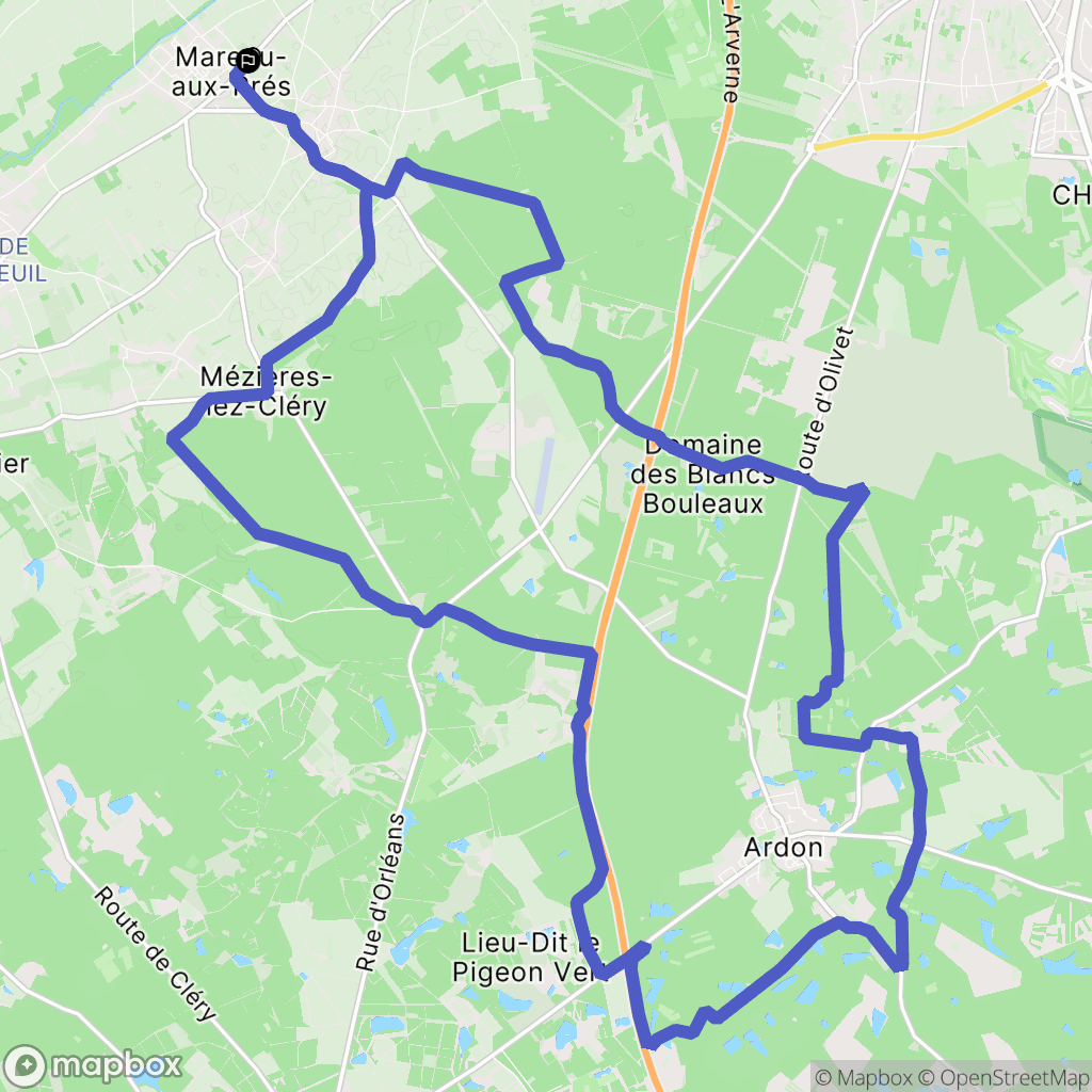 Mareau-aux-Prés : carte du parcours de randonnée - France