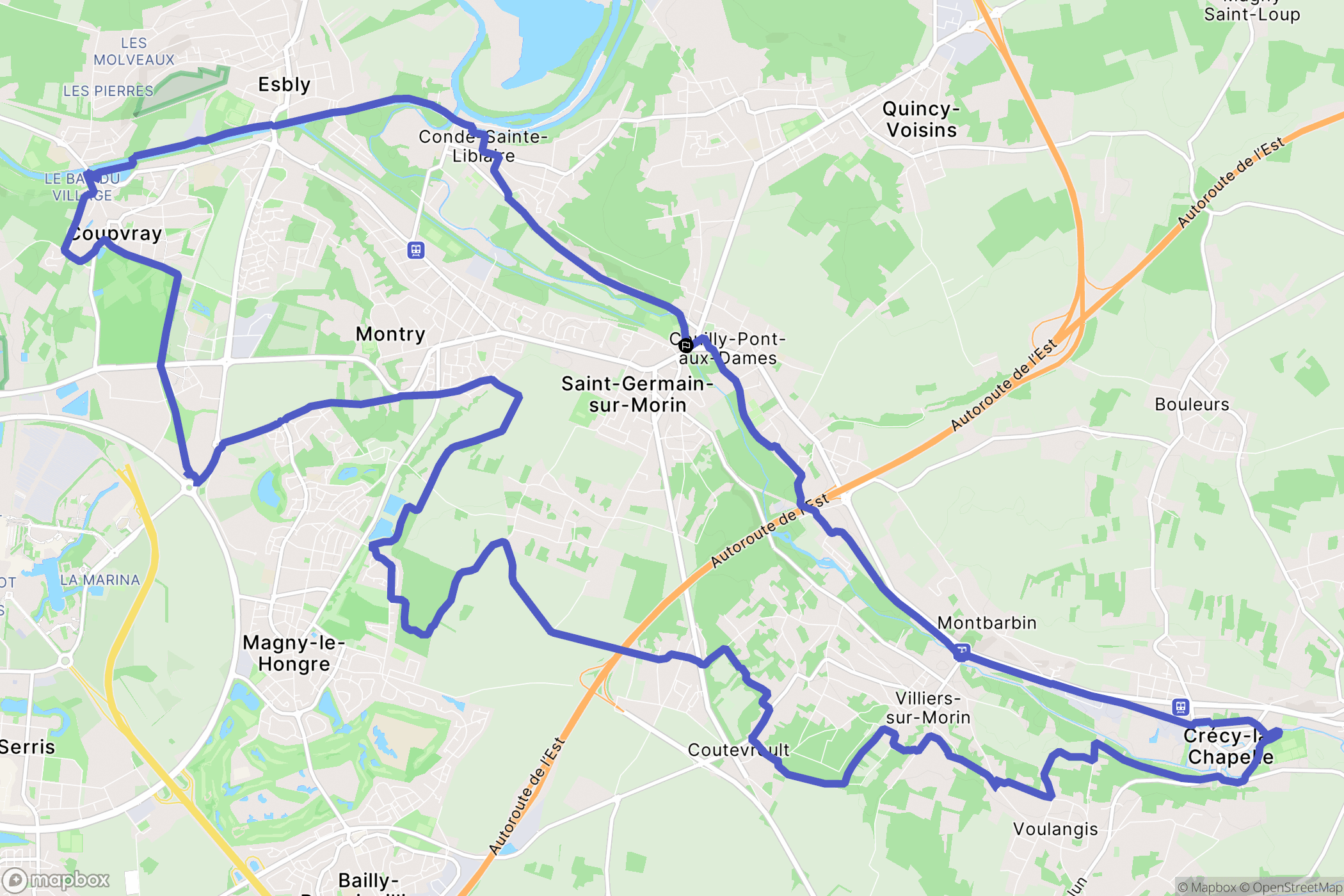 Couilly-Pont-aux-Dames : carte du parcours de randonnée - France