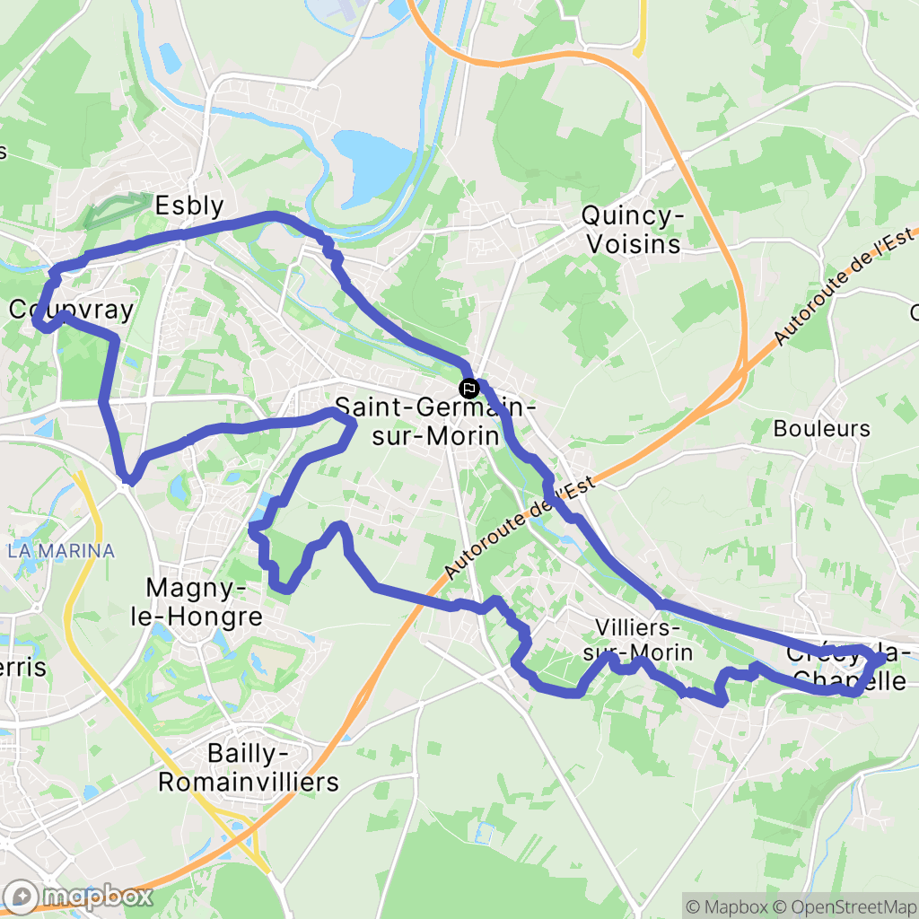 Couilly-Pont-aux-Dames : carte du parcours de randonnée - France