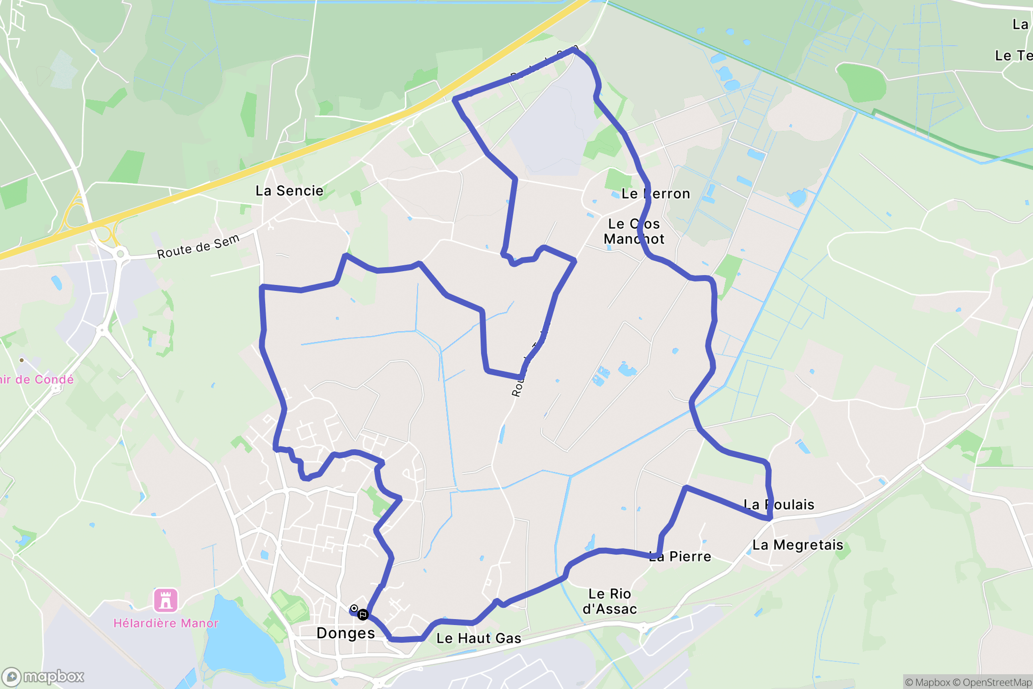 Donges : carte du parcours de randonnée - France