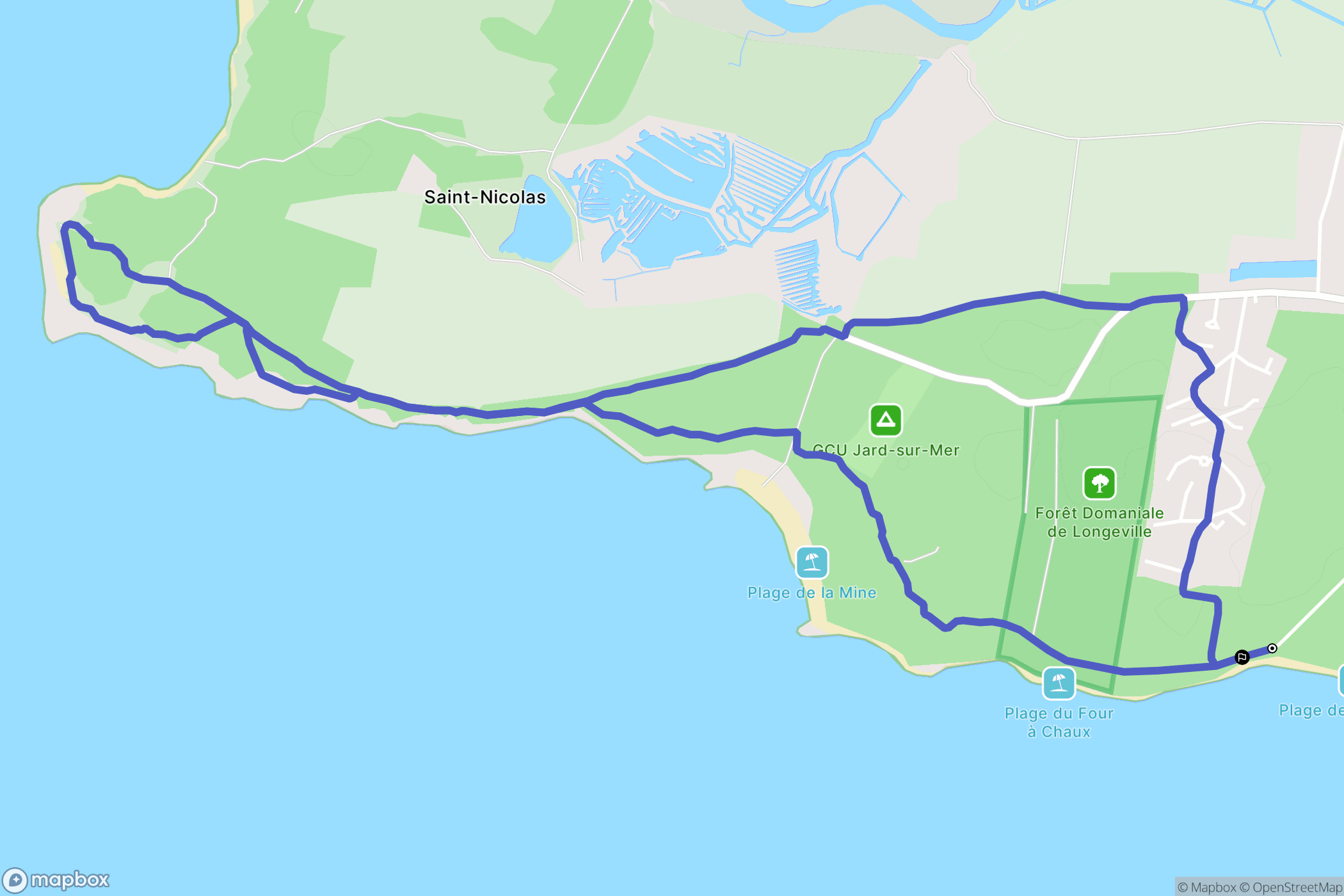 Jard-sur-Mer : carte du parcours de randonnée - France