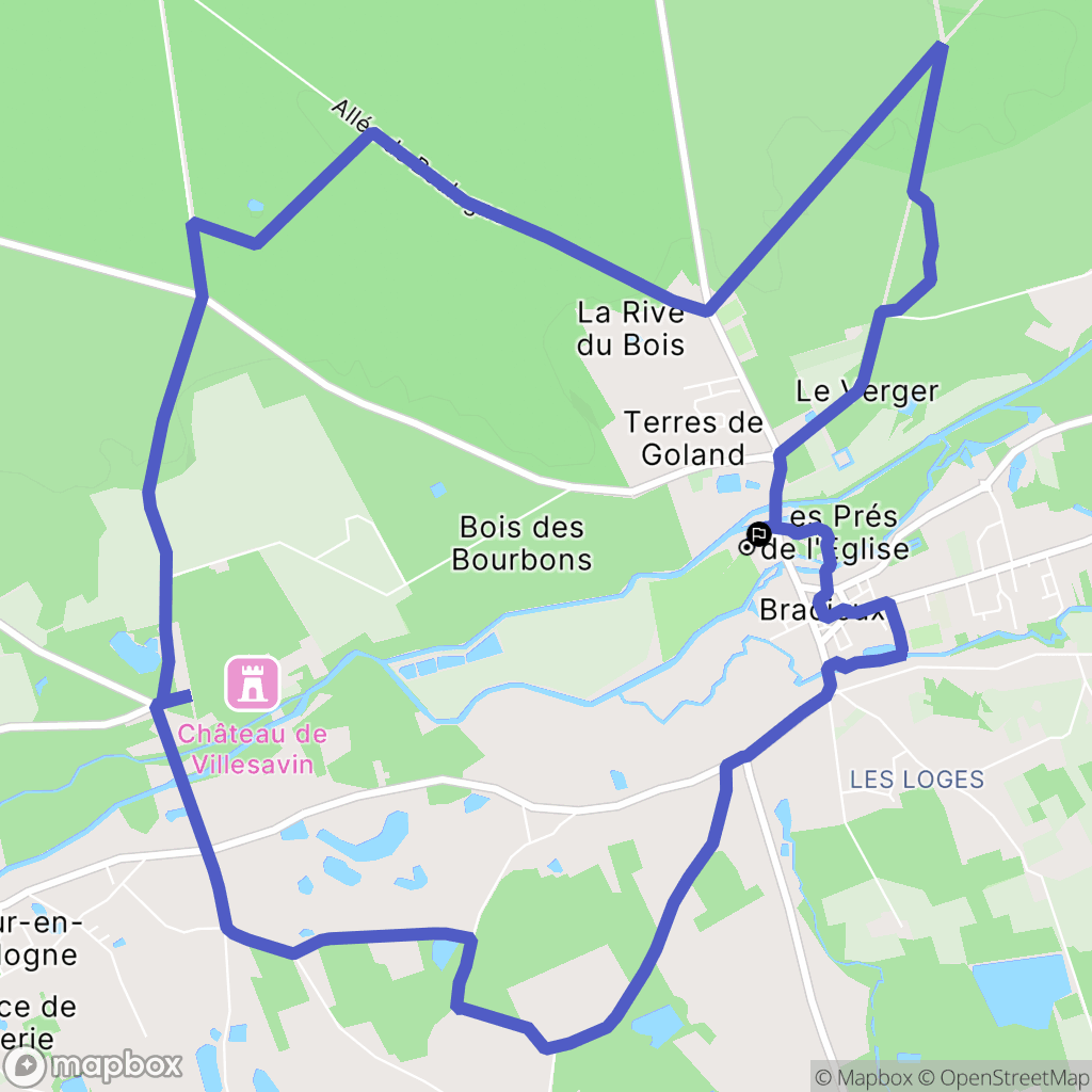 Bracieux : carte du parcours de randonnée - France