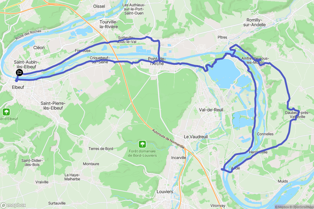 Saint-Aubin-lès-Elbeuf : carte du parcours de randonnée - France
