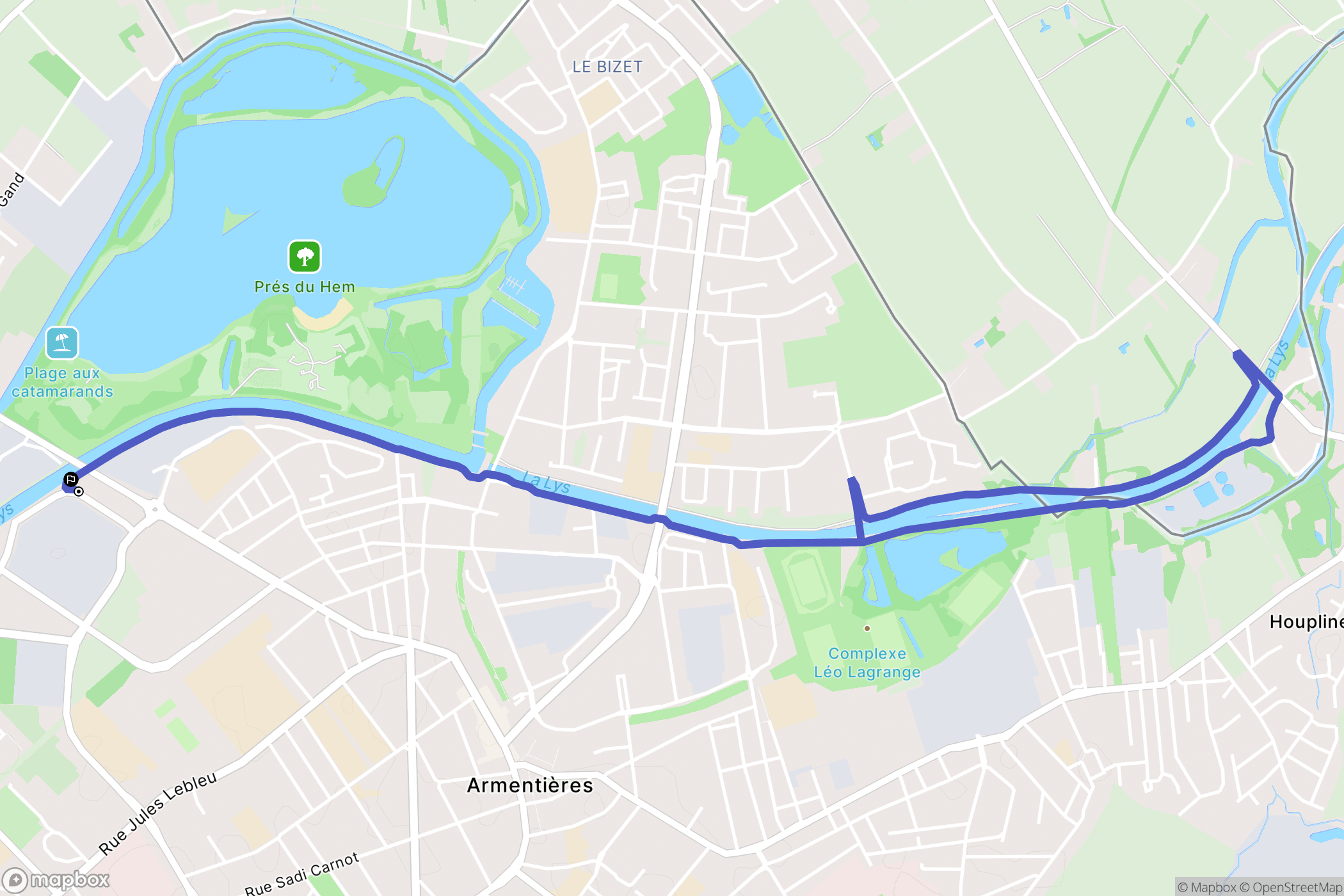Armentières : carte du parcours de randonnée - France