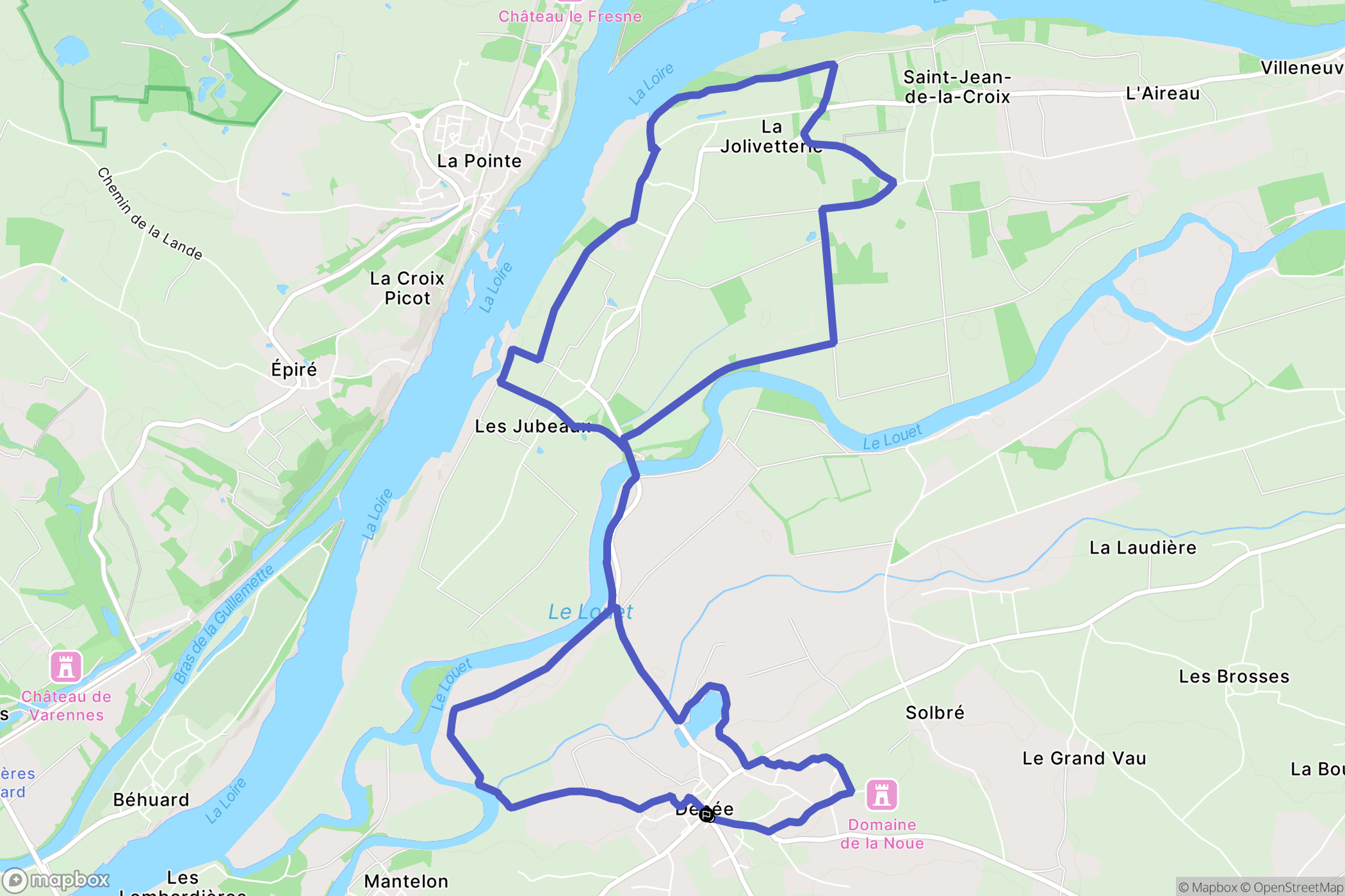 Denée : carte du parcours de randonnée - France
