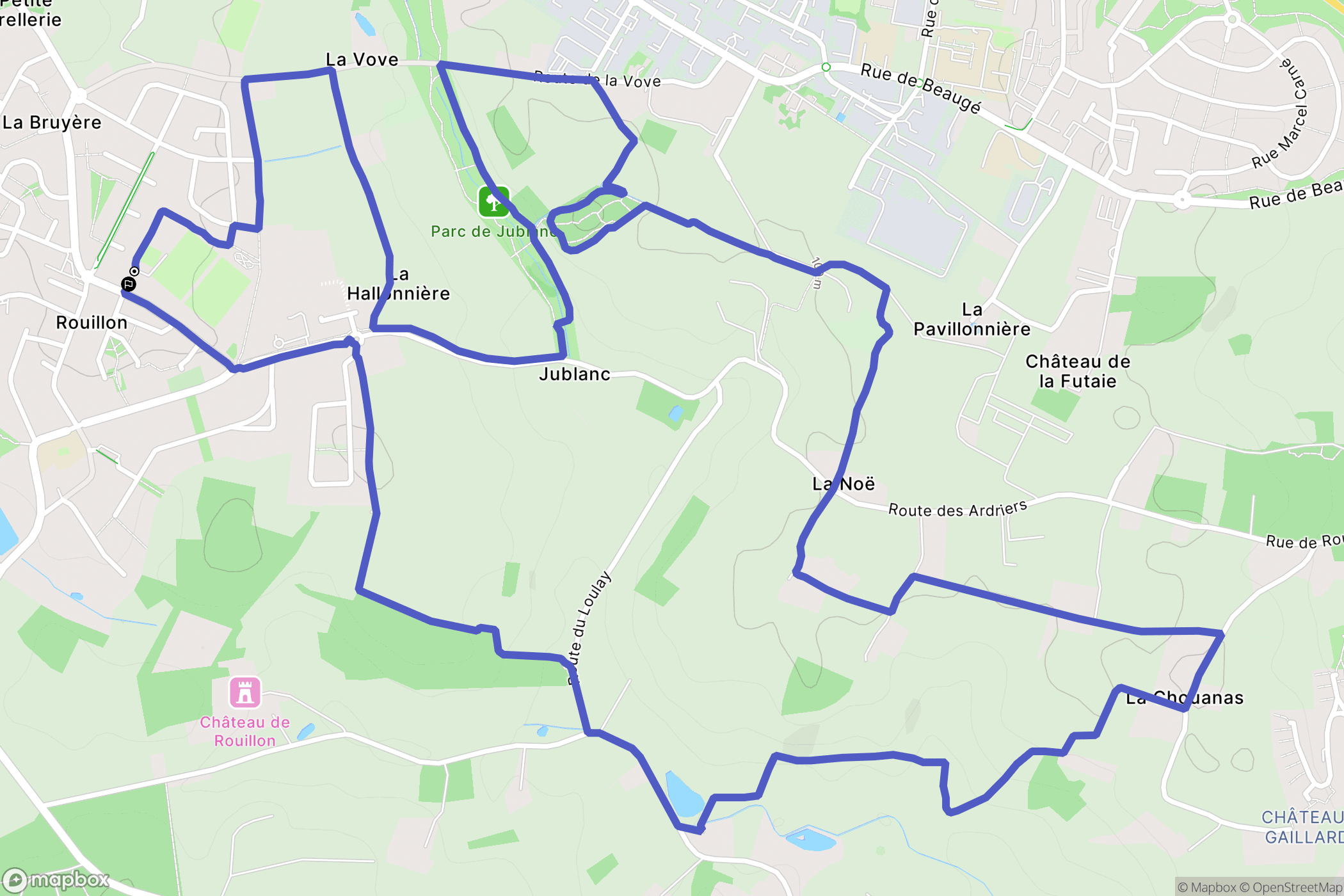 Rouillon : carte du parcours de randonnée - France