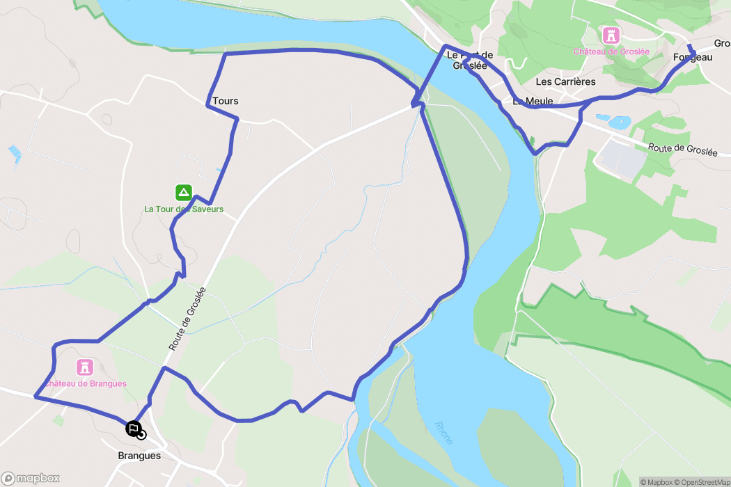 Brangues : carte du parcours de randonnée - France