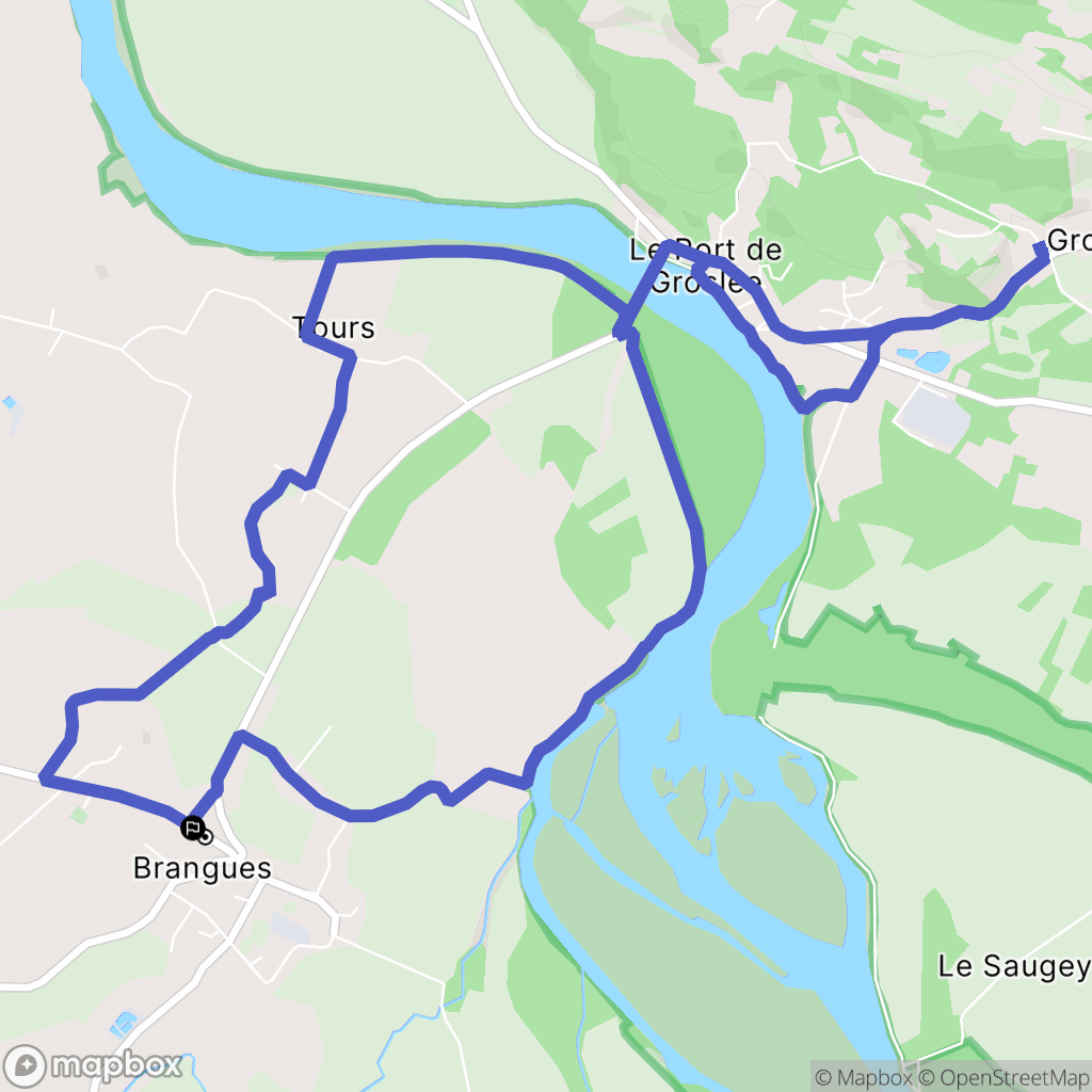 Brangues : carte du parcours de randonnée - France